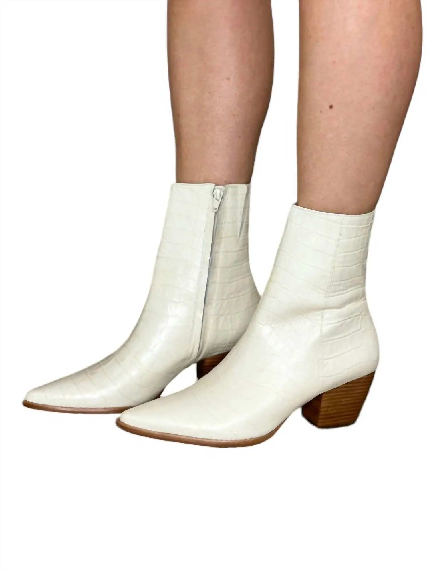 Caty Ankle Boots In Bone Croc