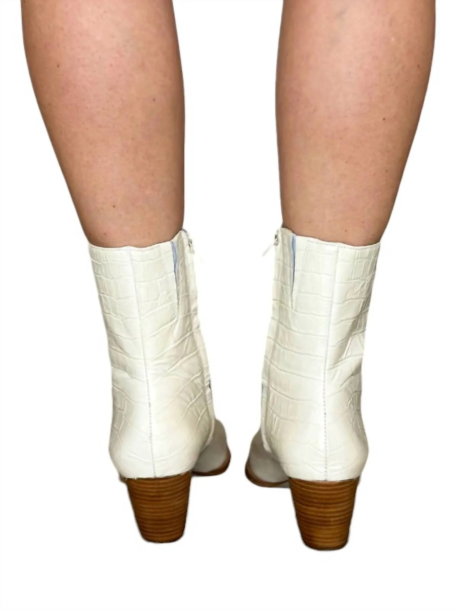 Caty Ankle Boots In Bone Croc