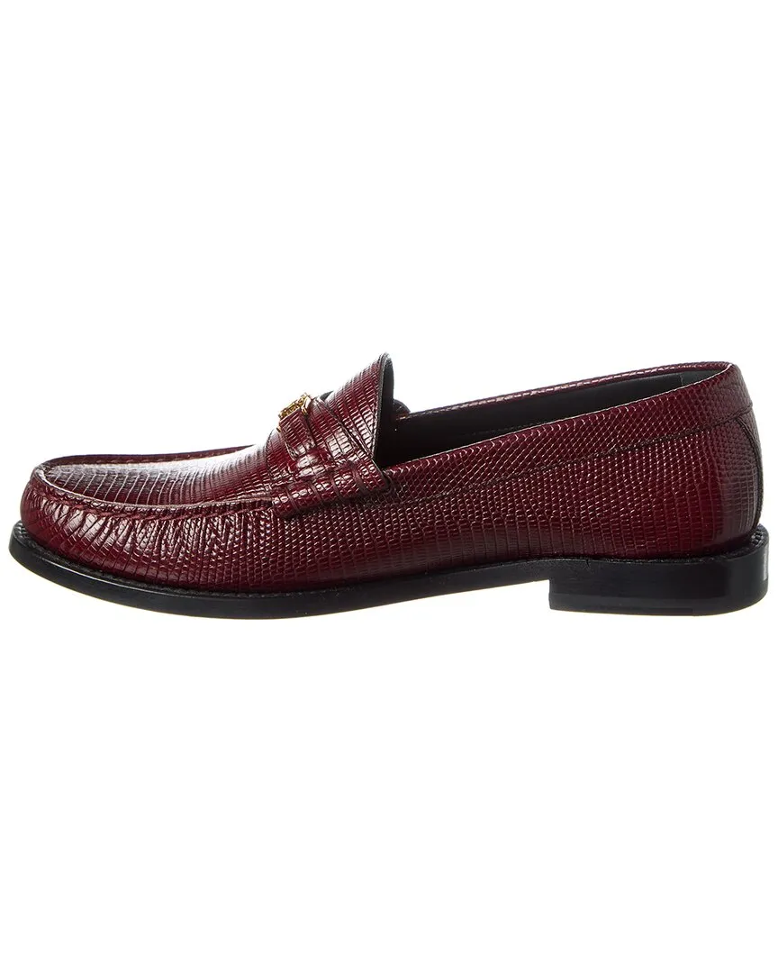 CELINE Luco Lizard-Embossed Leather Loafer