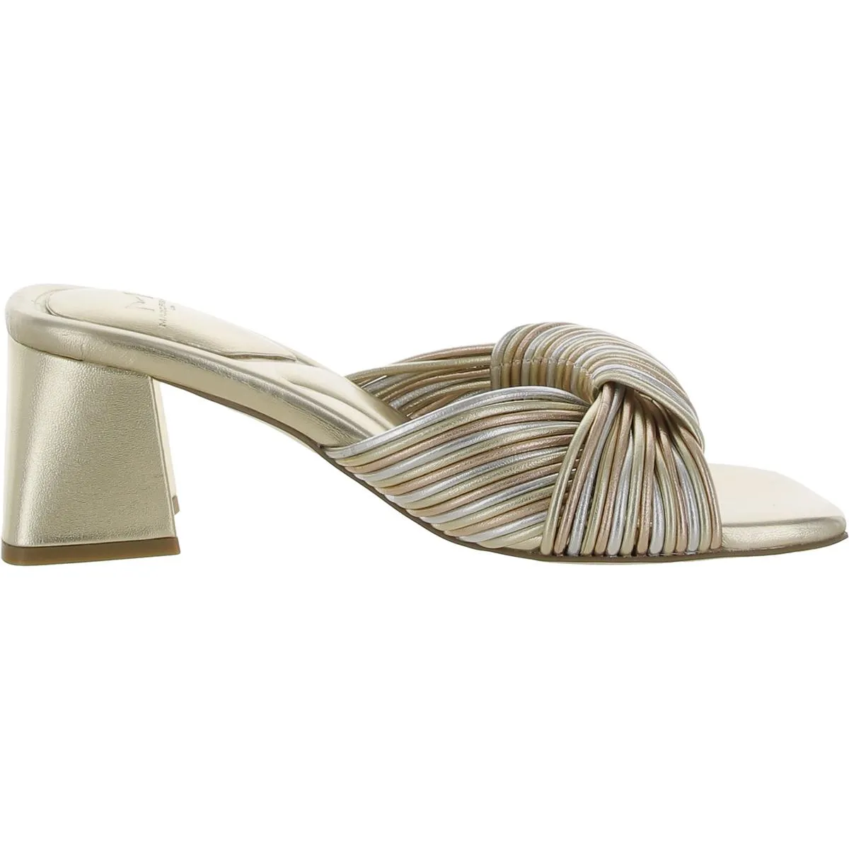 Cherrie Womens Leather Peep-Toe Slide Sandals