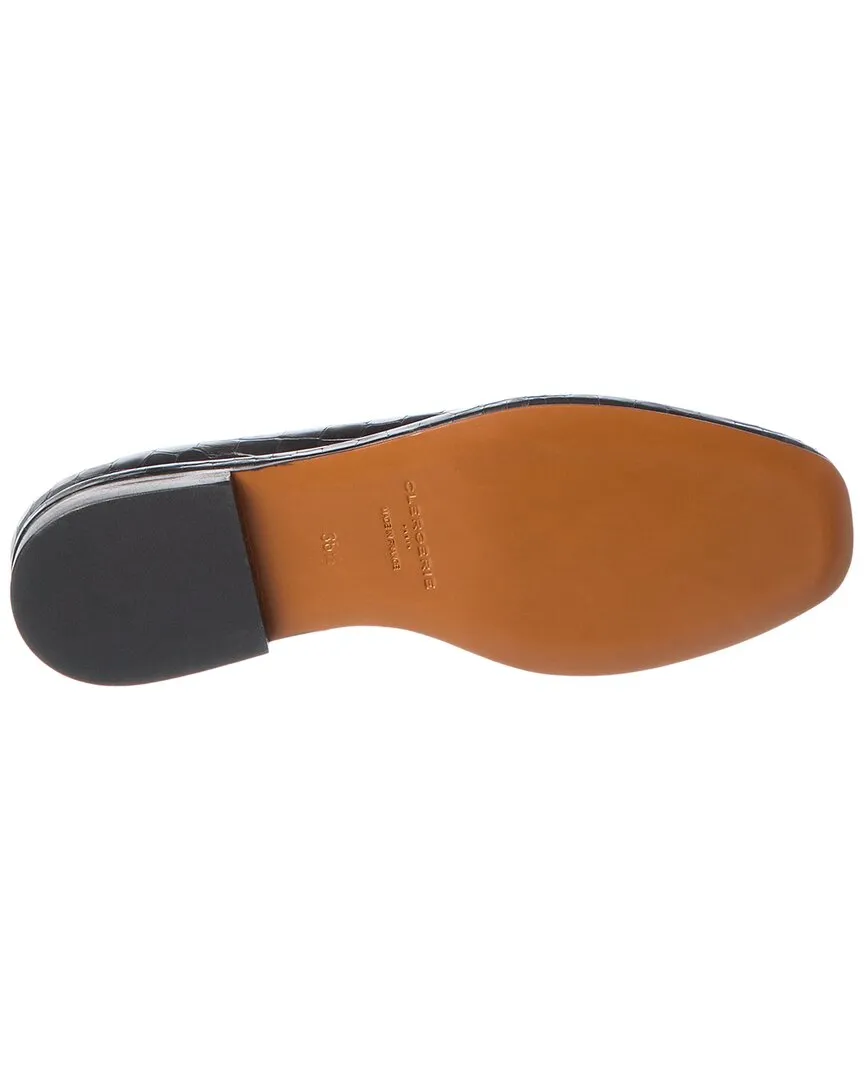 Clergerie Olympia Croc-Embossed Leather Loafer