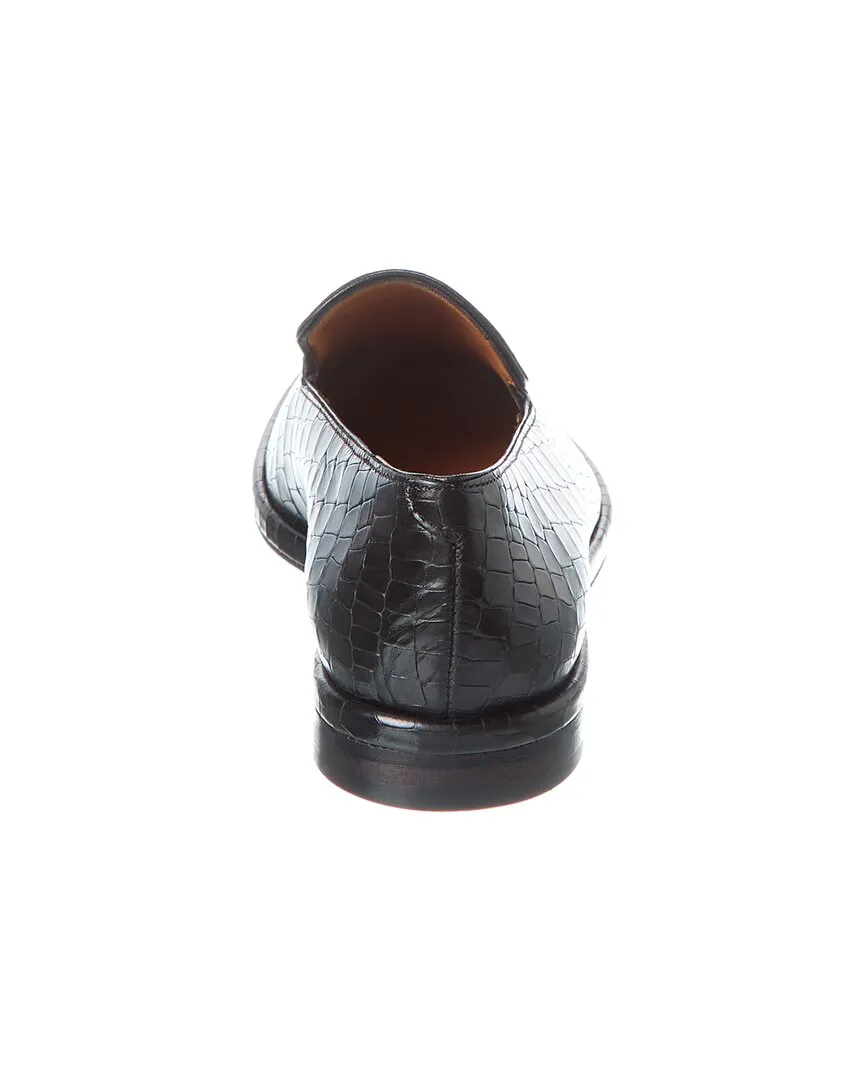 Clergerie Olympia Croc-Embossed Leather Loafer