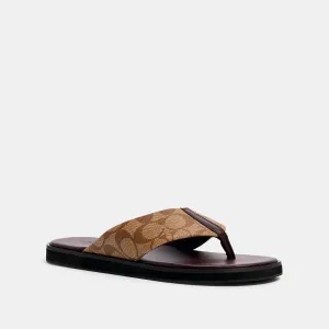 Coach Outlet Flip Flop In Signature Canvas