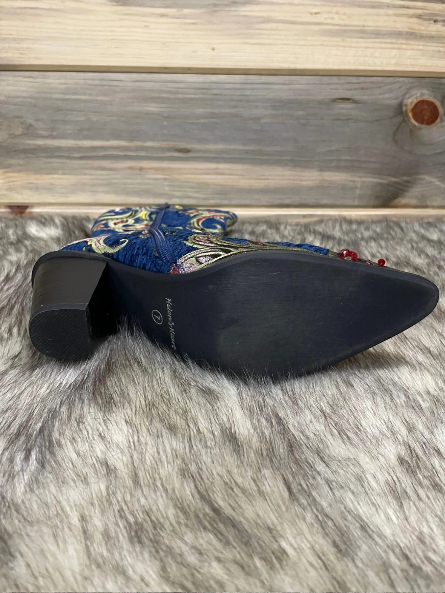 Crystal Embellished Boot In Blue