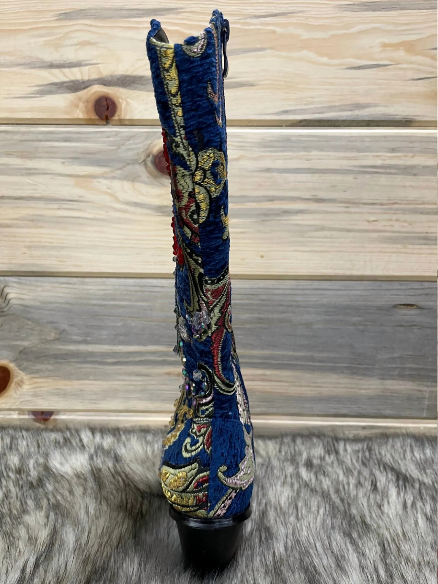 Crystal Embellished Boot In Blue