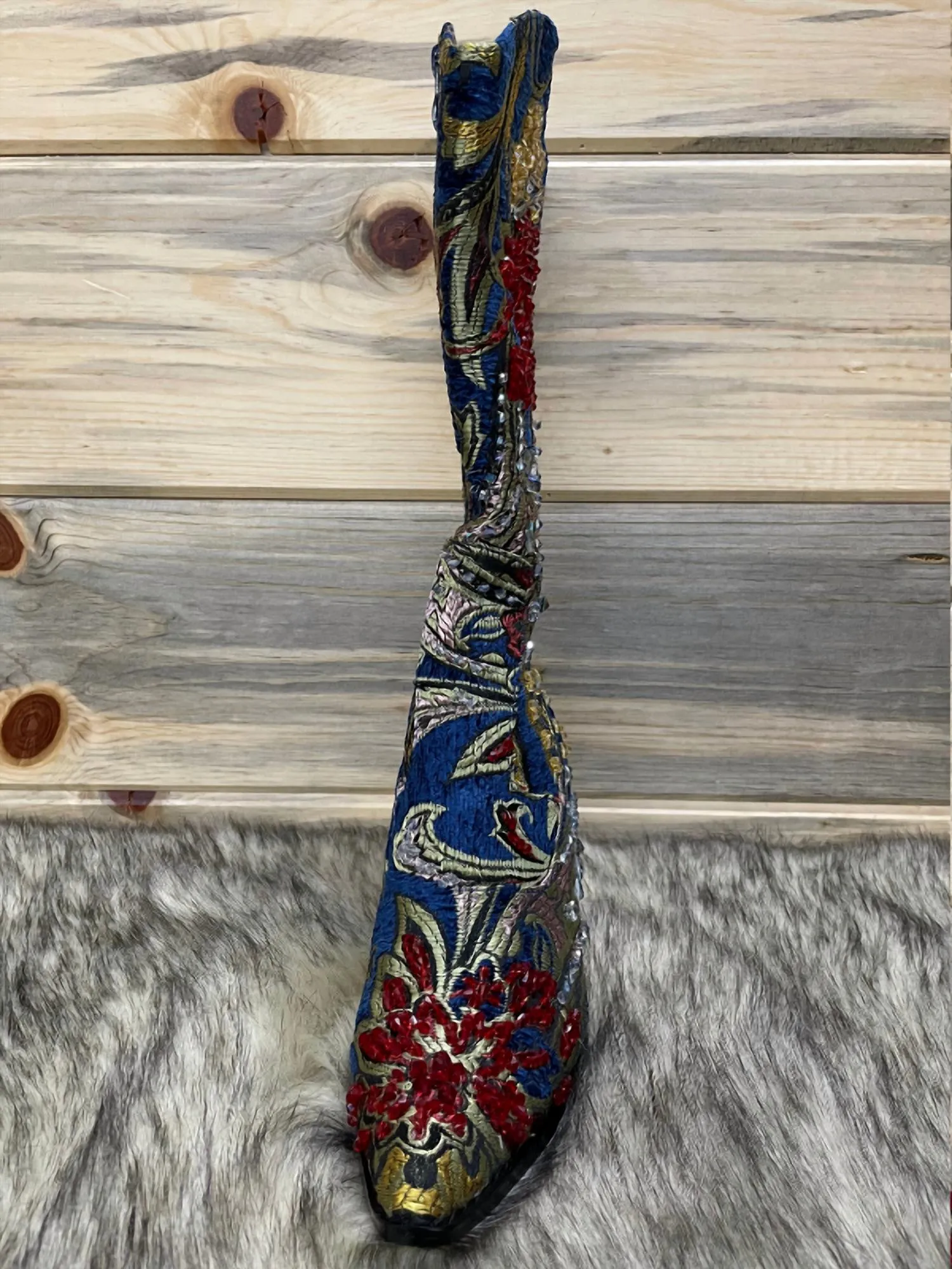 Crystal Embellished Boot In Blue
