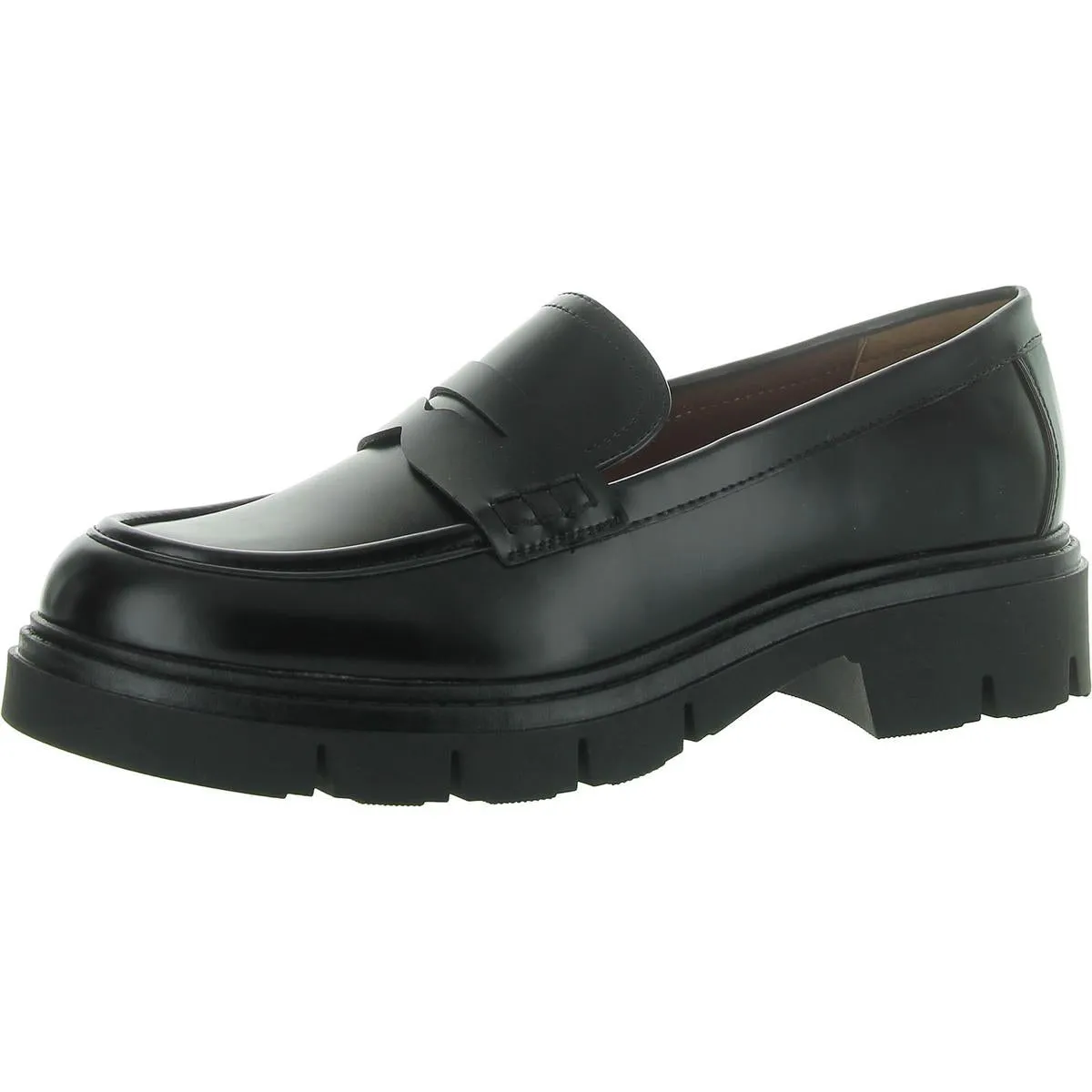 Cube Womens Faux Leather Block Heel Loafers