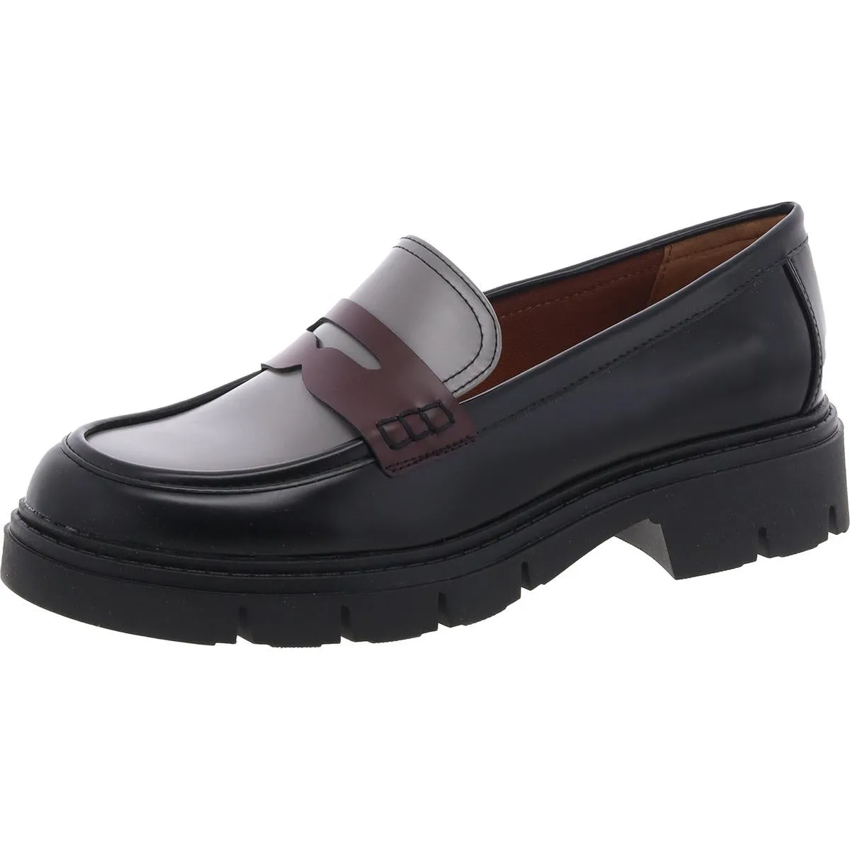 Cube Womens Faux Leather Block Heel Loafers