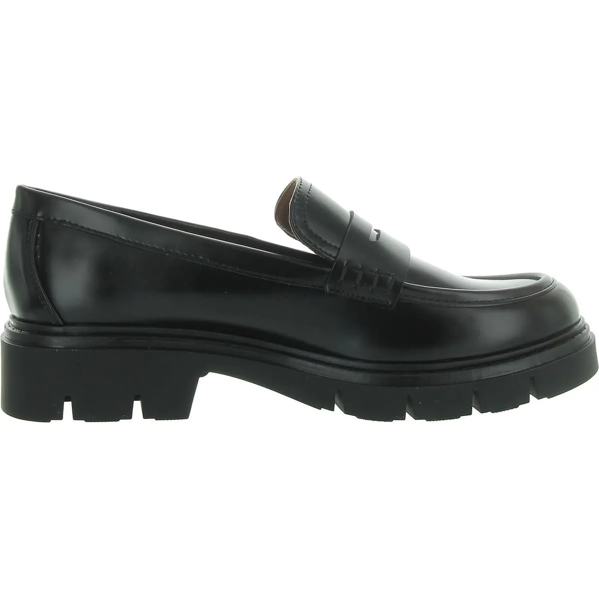 Cube Womens Faux Leather Block Heel Loafers