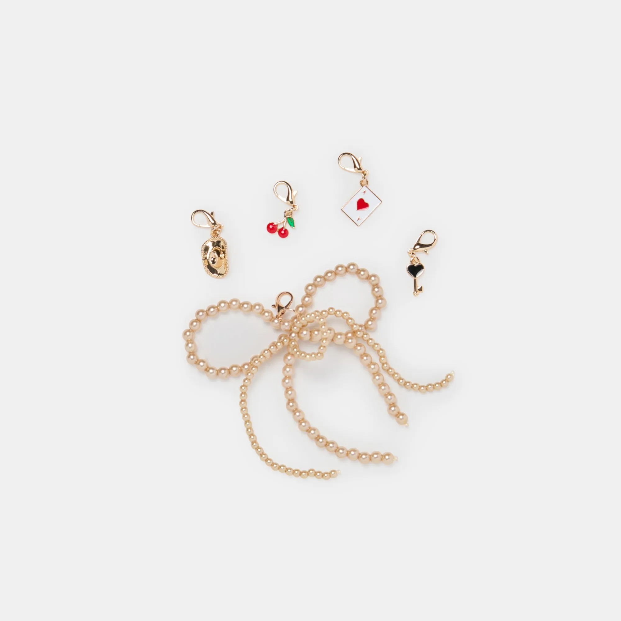 DANIE SNEAKERS WHITE LEATHER   GOLD BOW CHARM BUNDLE