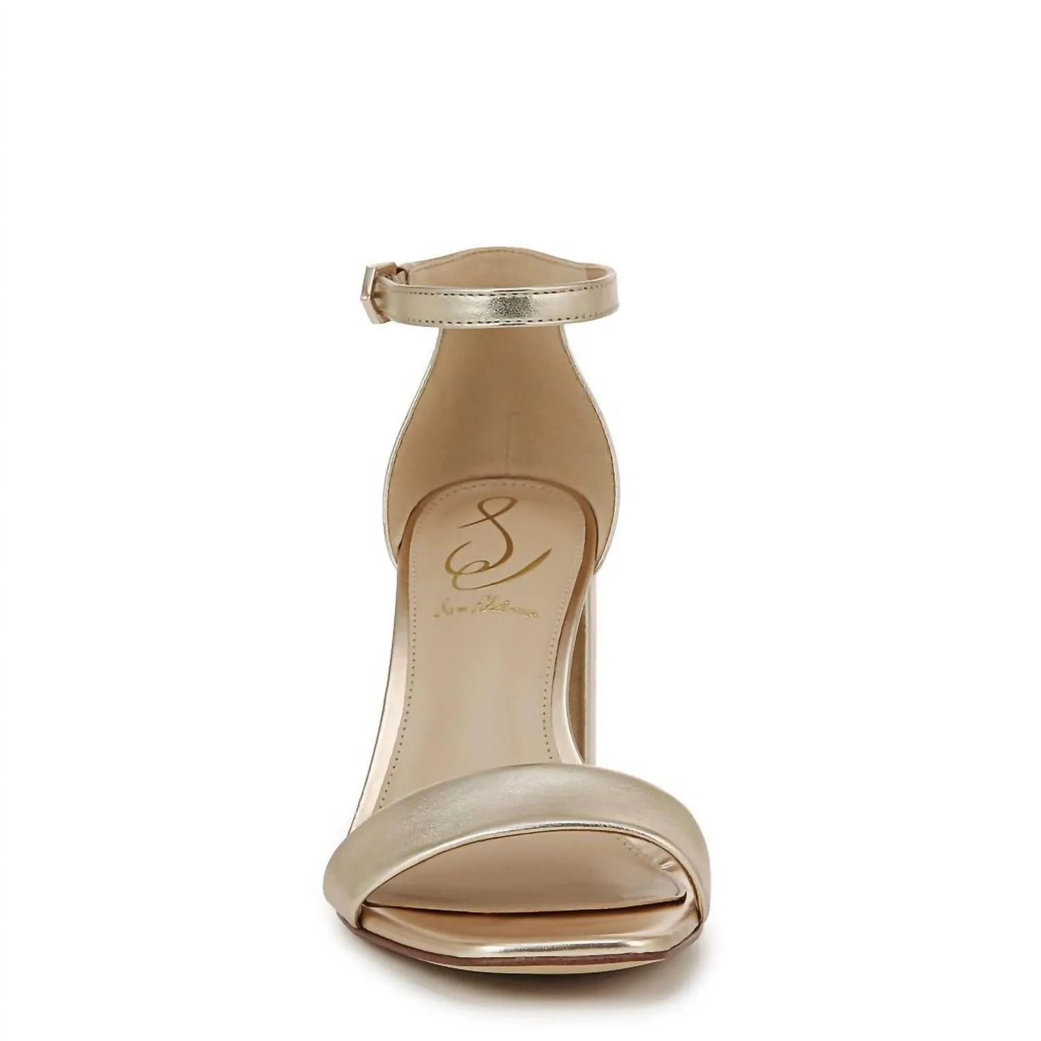 Daniella Block Heel Sandal In Molten Gold Soft Metallic