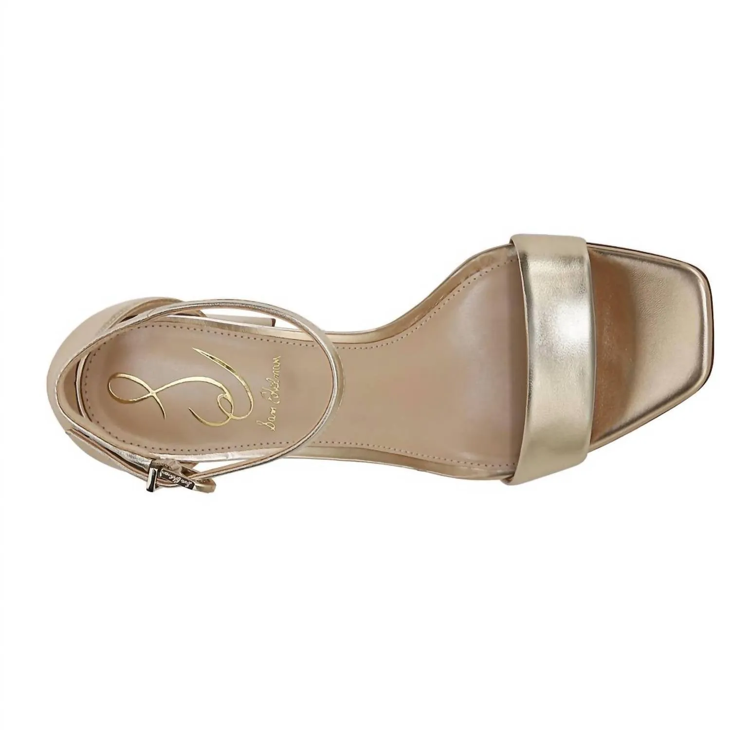 Daniella Block Heel Sandal In Molten Gold Soft Metallic