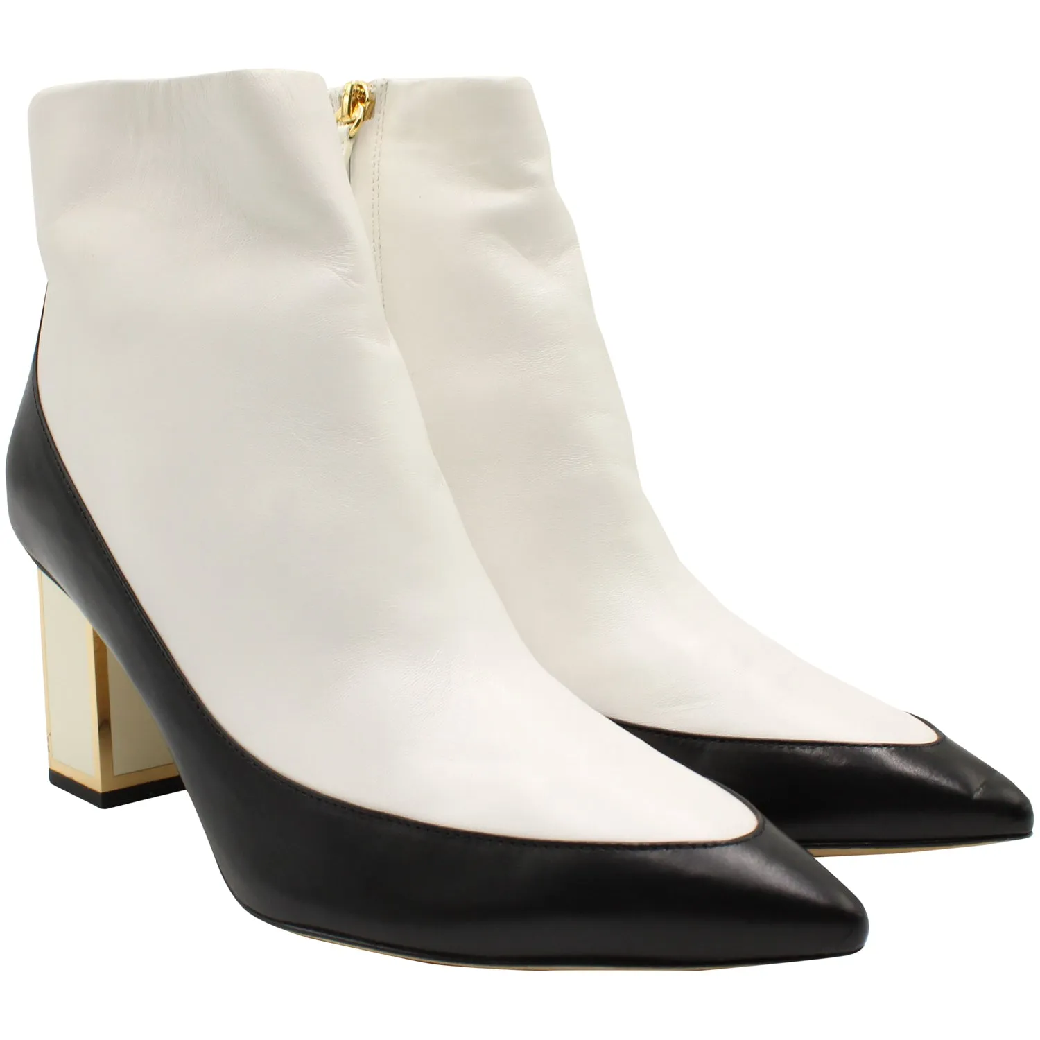 Diane Von Furstenberg Cainta Ankle Boots in White Leather