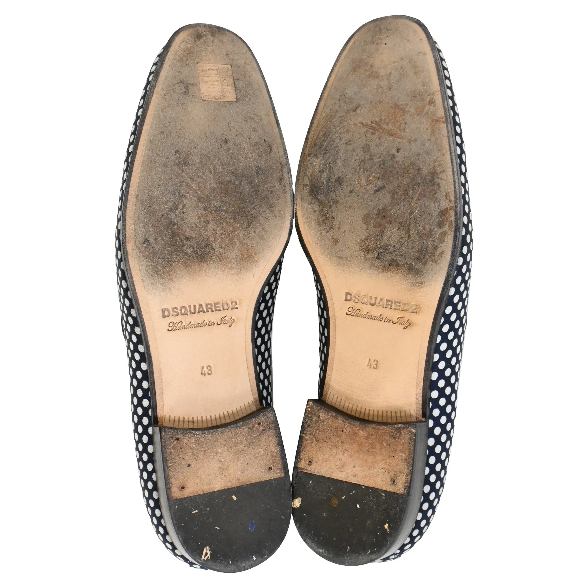 Dsquared2 Polka Dot Loafers in Navy Blue Cotton