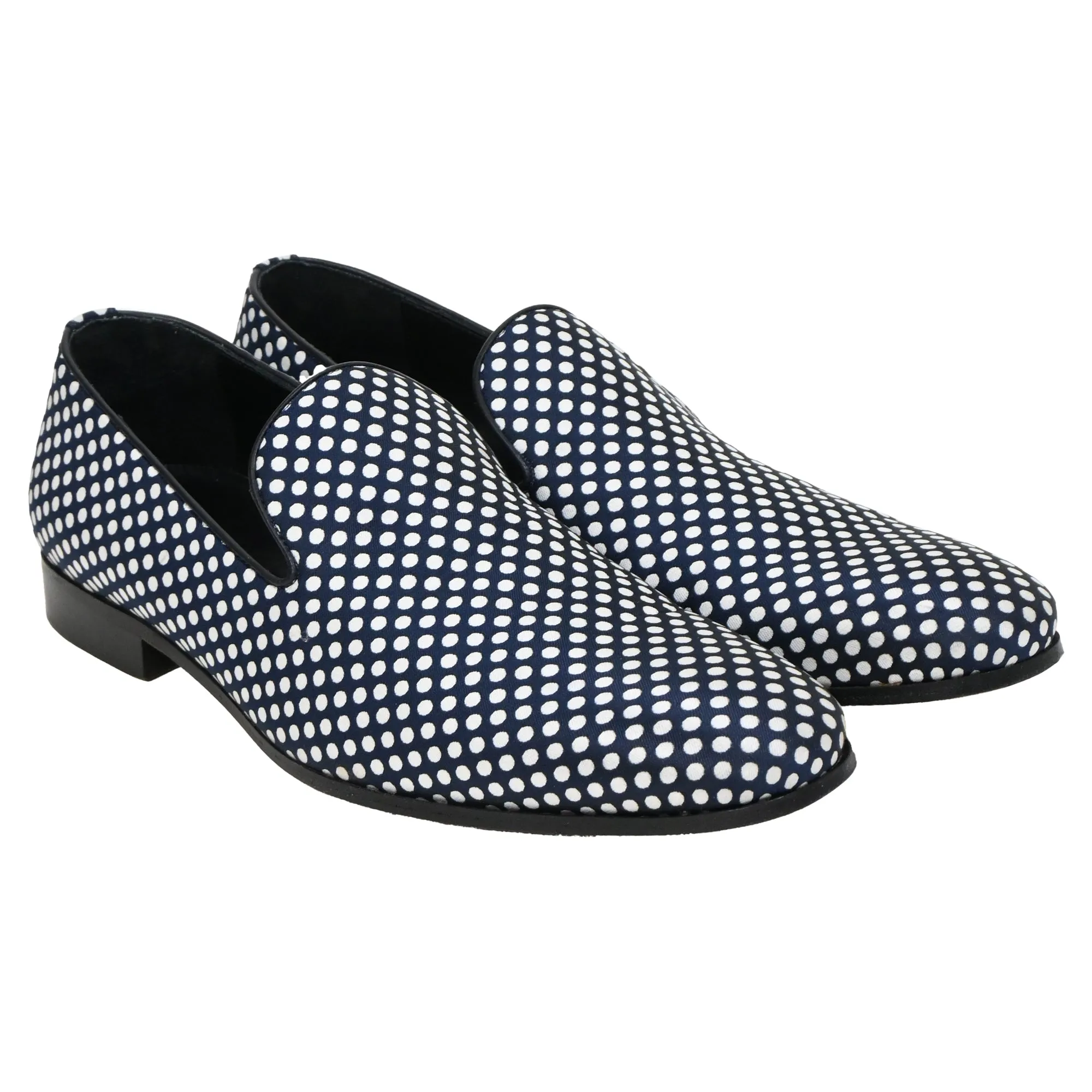Dsquared2 Polka Dot Loafers in Navy Blue Cotton