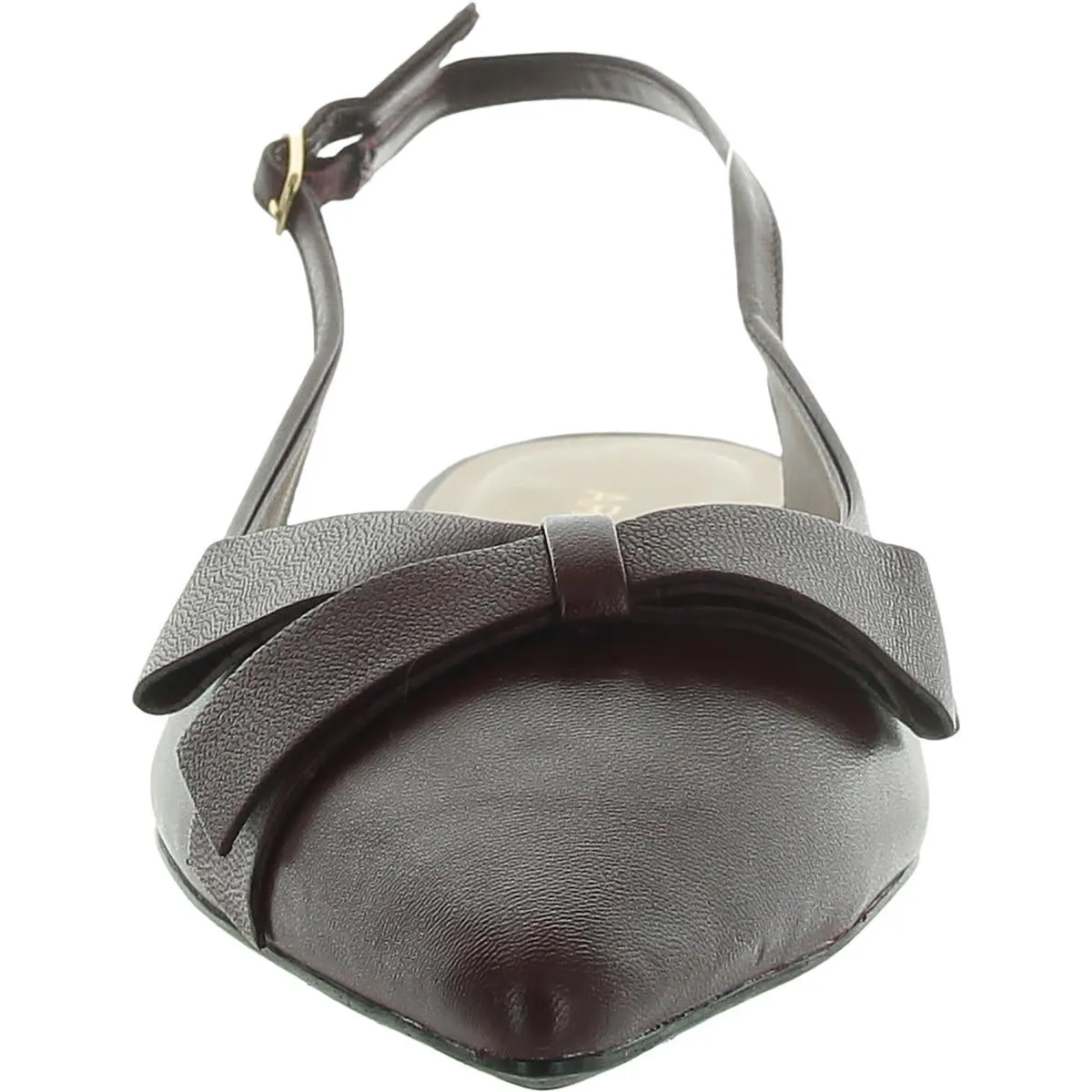 Eliza Womens Leather Buckle Ballet Flats