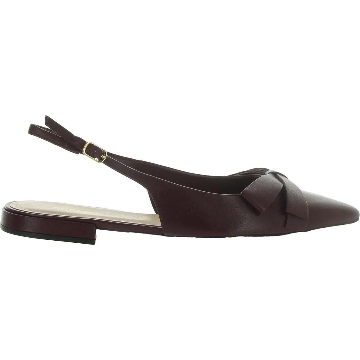 Eliza Womens Leather Buckle Ballet Flats