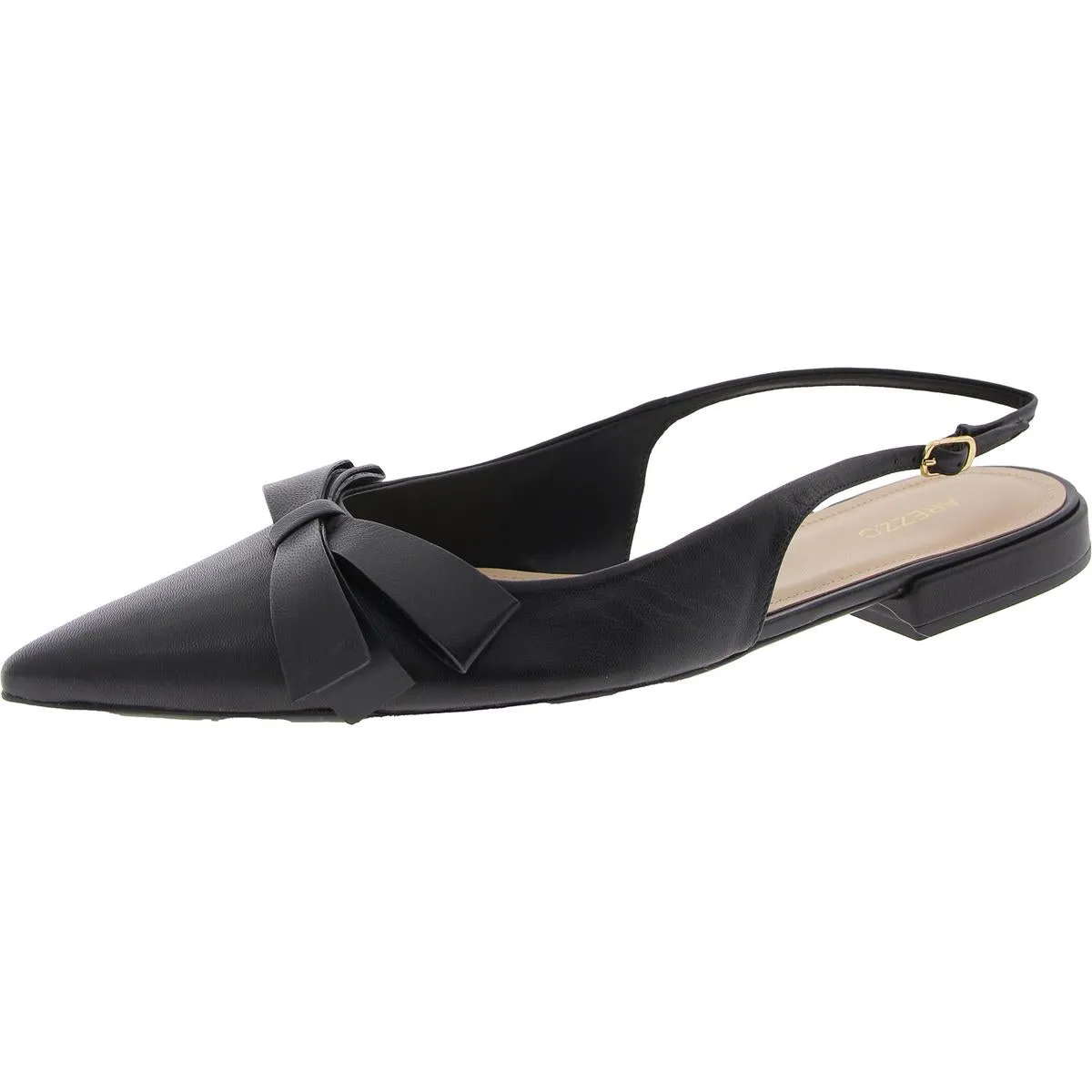 Eliza Womens Leather Buckle Ballet Flats