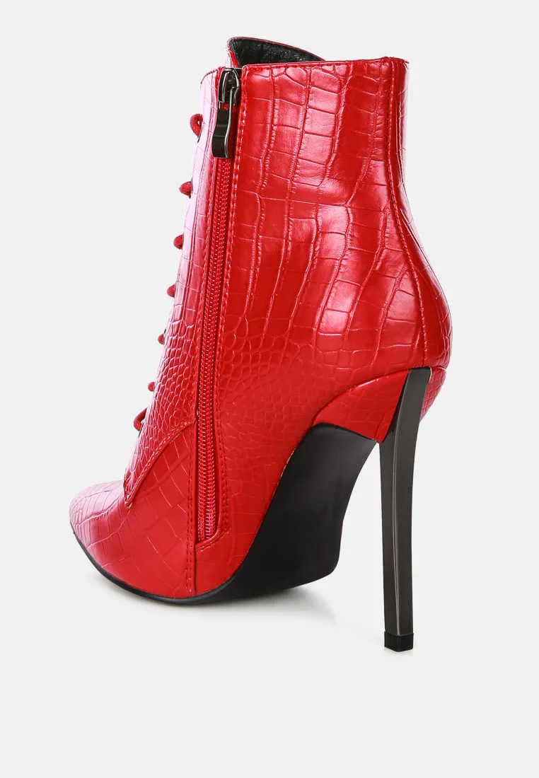 escala croc lace-up stiletto boots