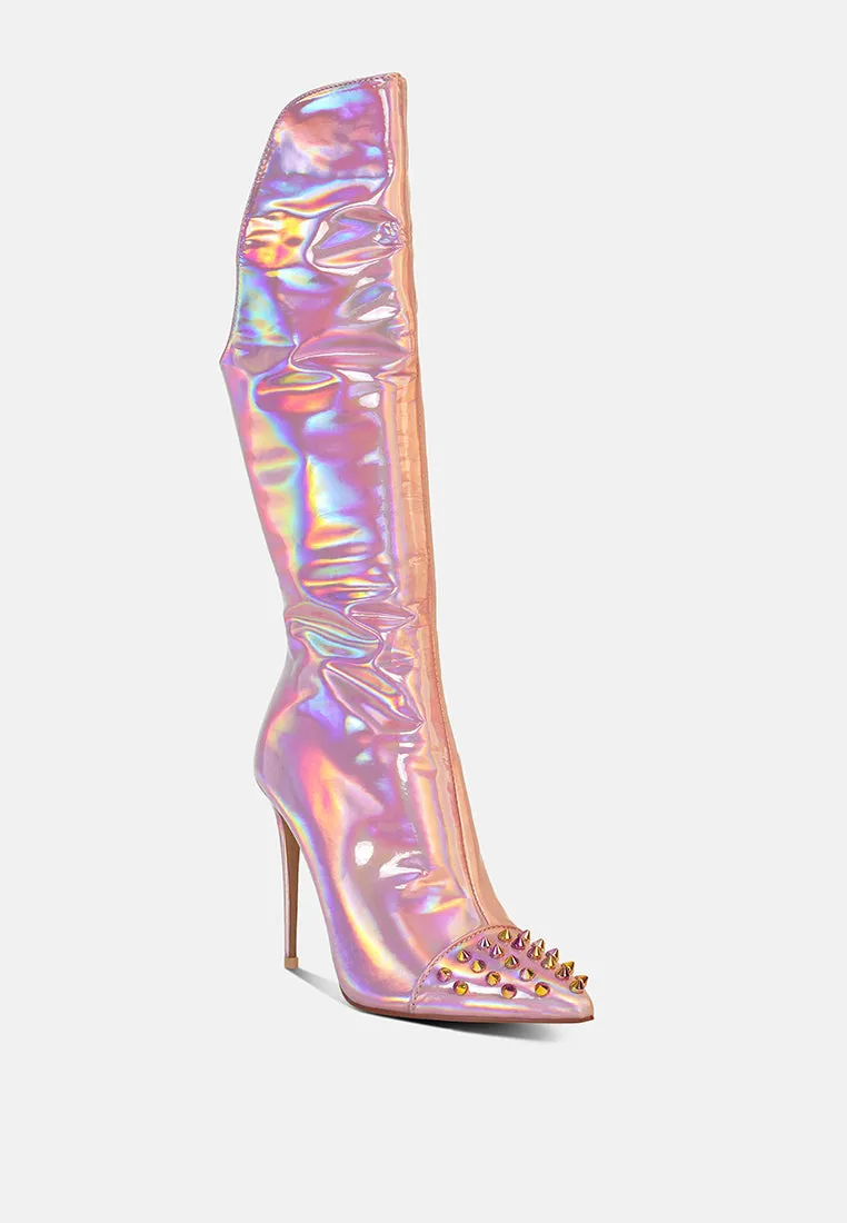 forbidden stud stiletto calf boots