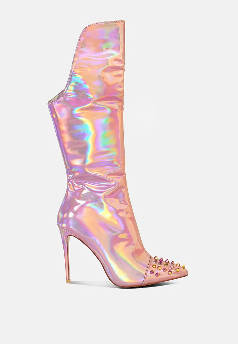 forbidden stud stiletto calf boots