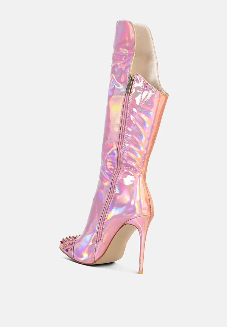 forbidden stud stiletto calf boots