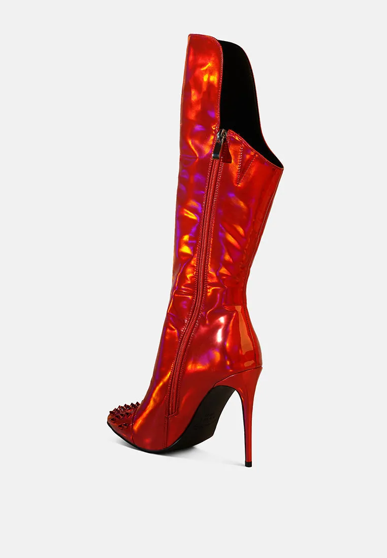 forbidden stud stiletto calf boots