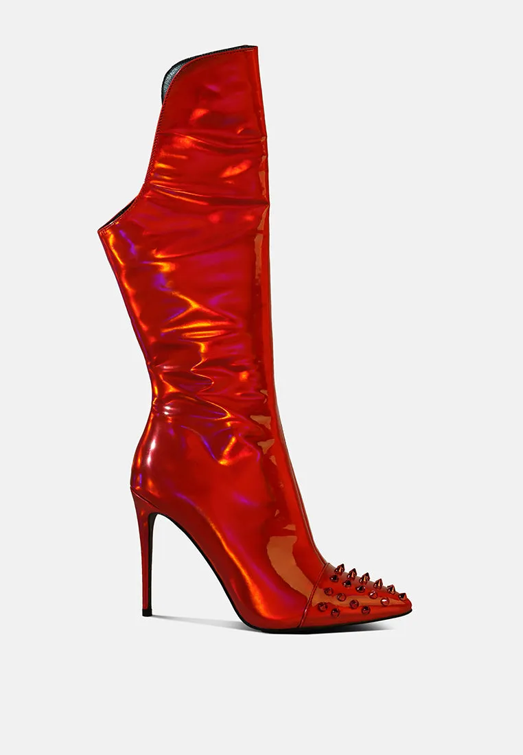 forbidden stud stiletto calf boots
