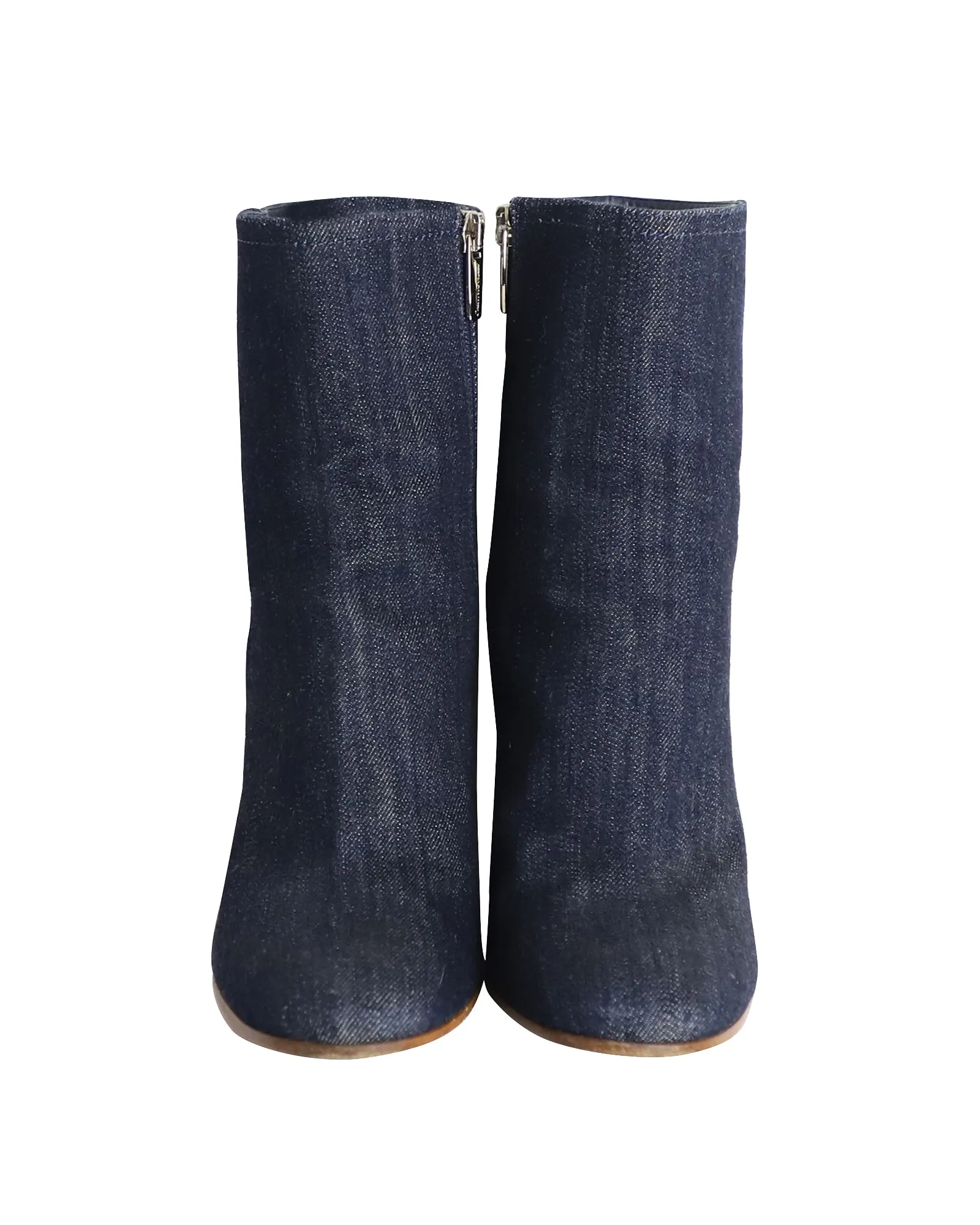 Gianvito Rossi Block Heel Ankle Boots in Blue Denim
