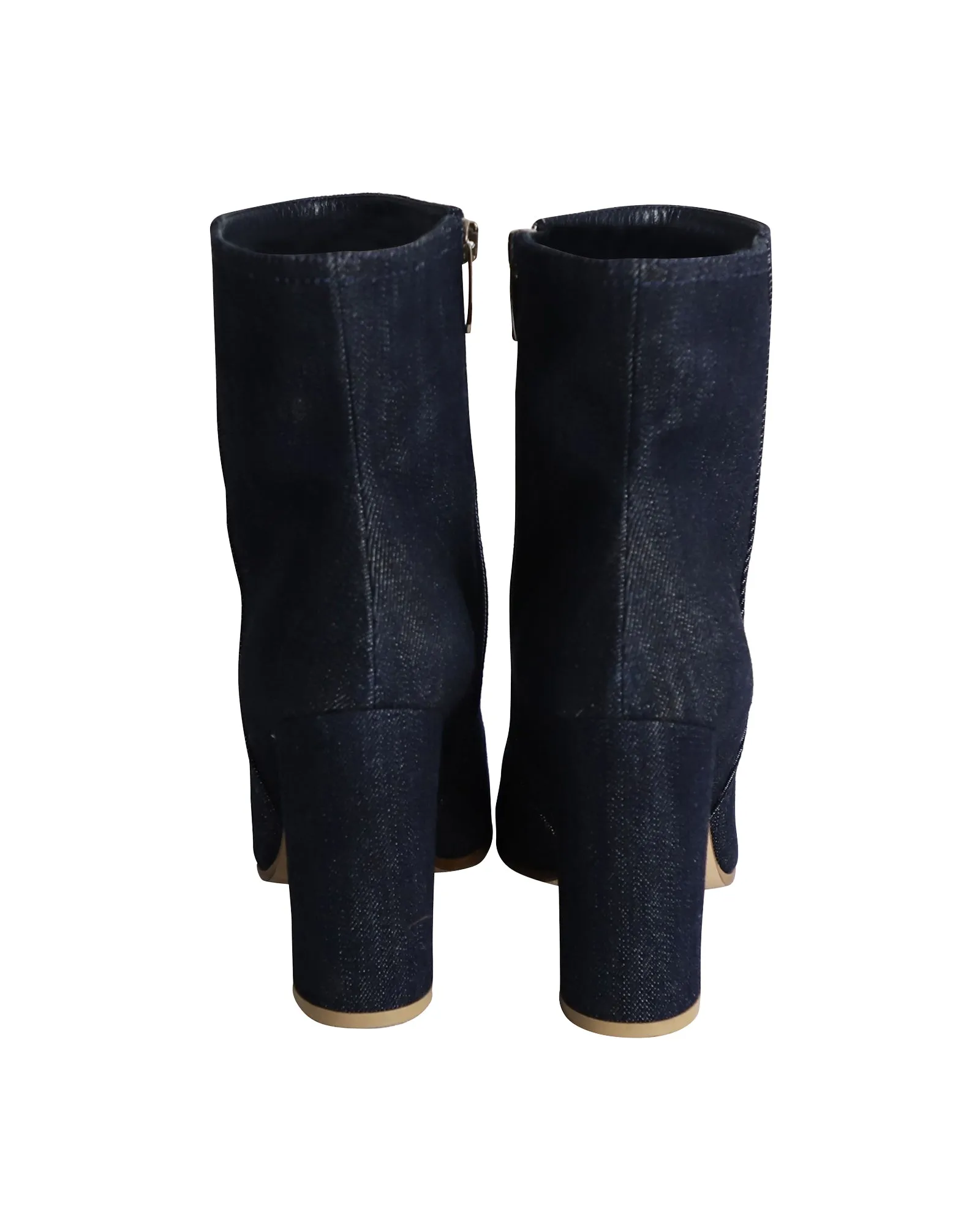 Gianvito Rossi Block Heel Ankle Boots in Blue Denim