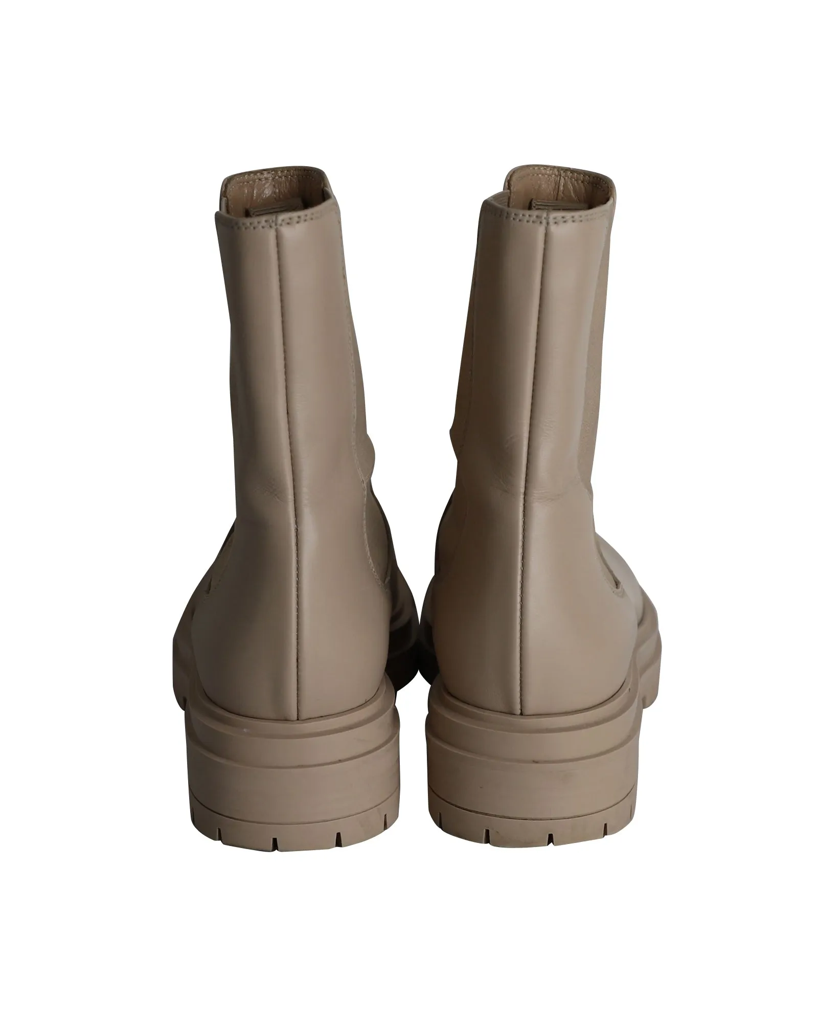 Gianvito Rossi Chester Chelsea Boots in Beige Calfskin Leather