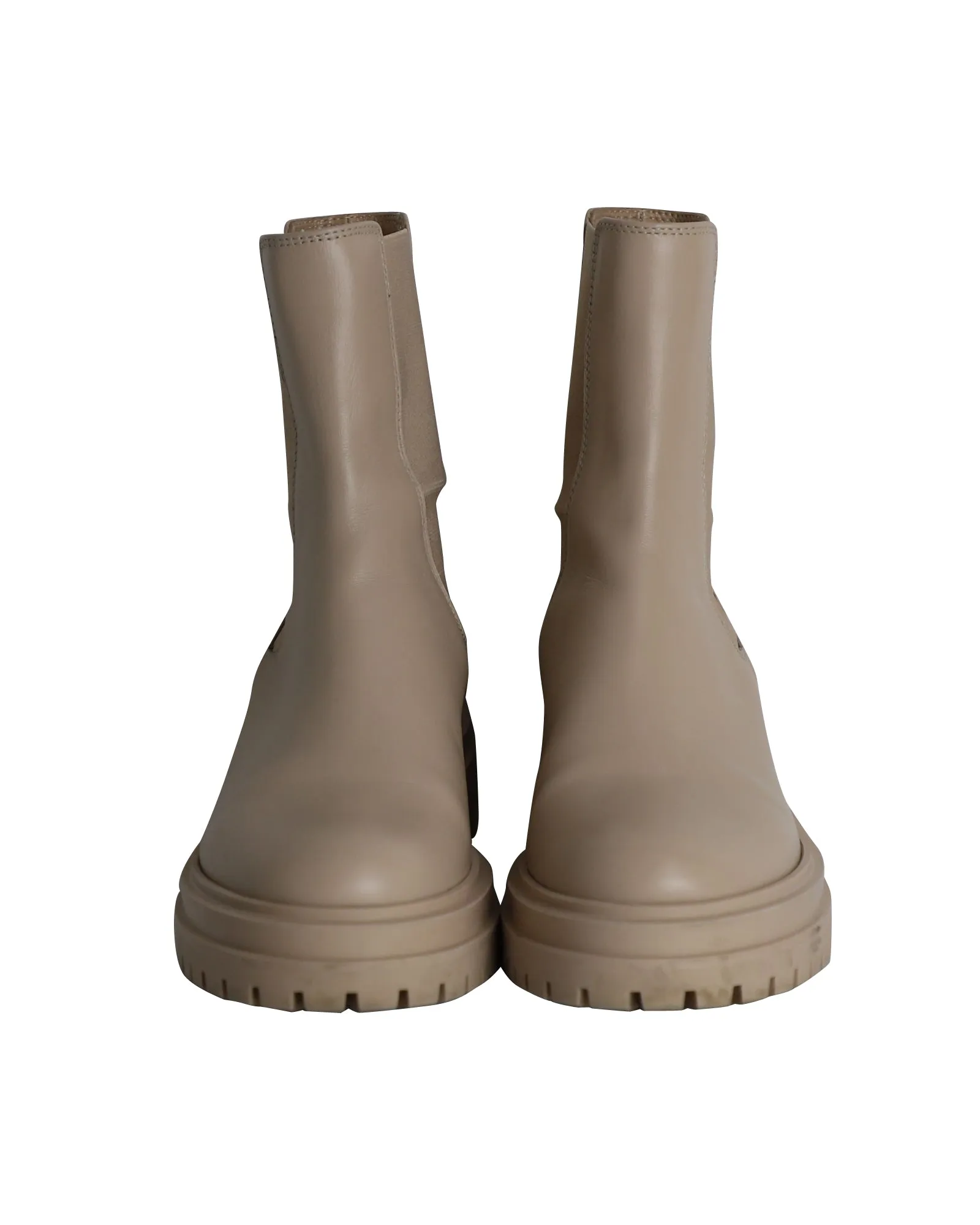 Gianvito Rossi Chester Chelsea Boots in Beige Calfskin Leather