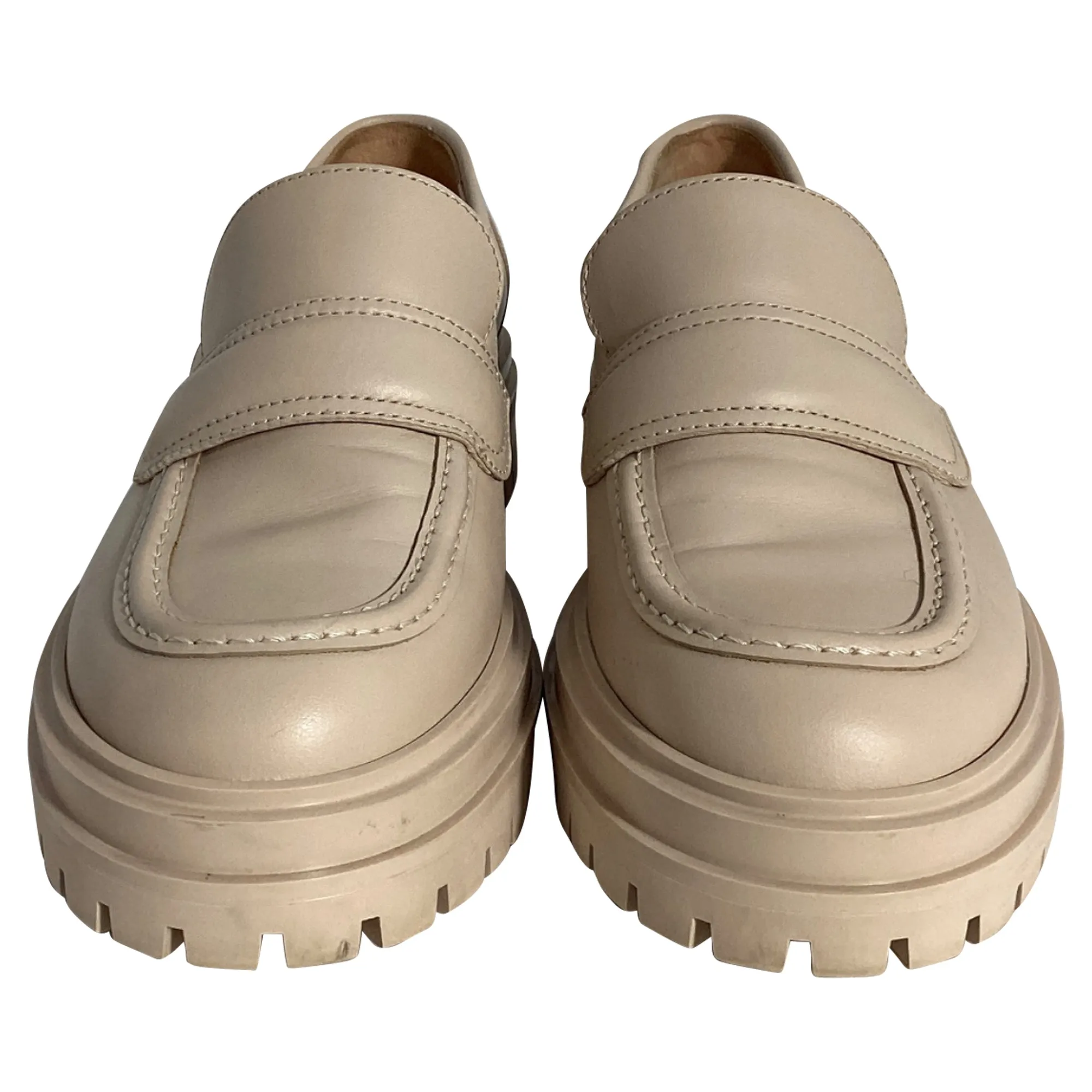 Gianvito Rossi Chunky Loafers in Nude Leather