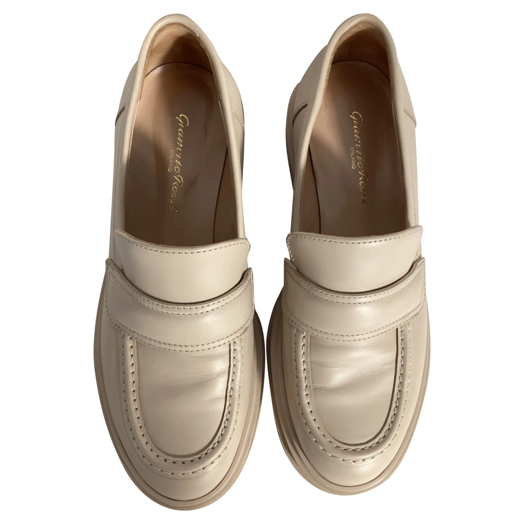 Gianvito Rossi Chunky Loafers in Nude Leather