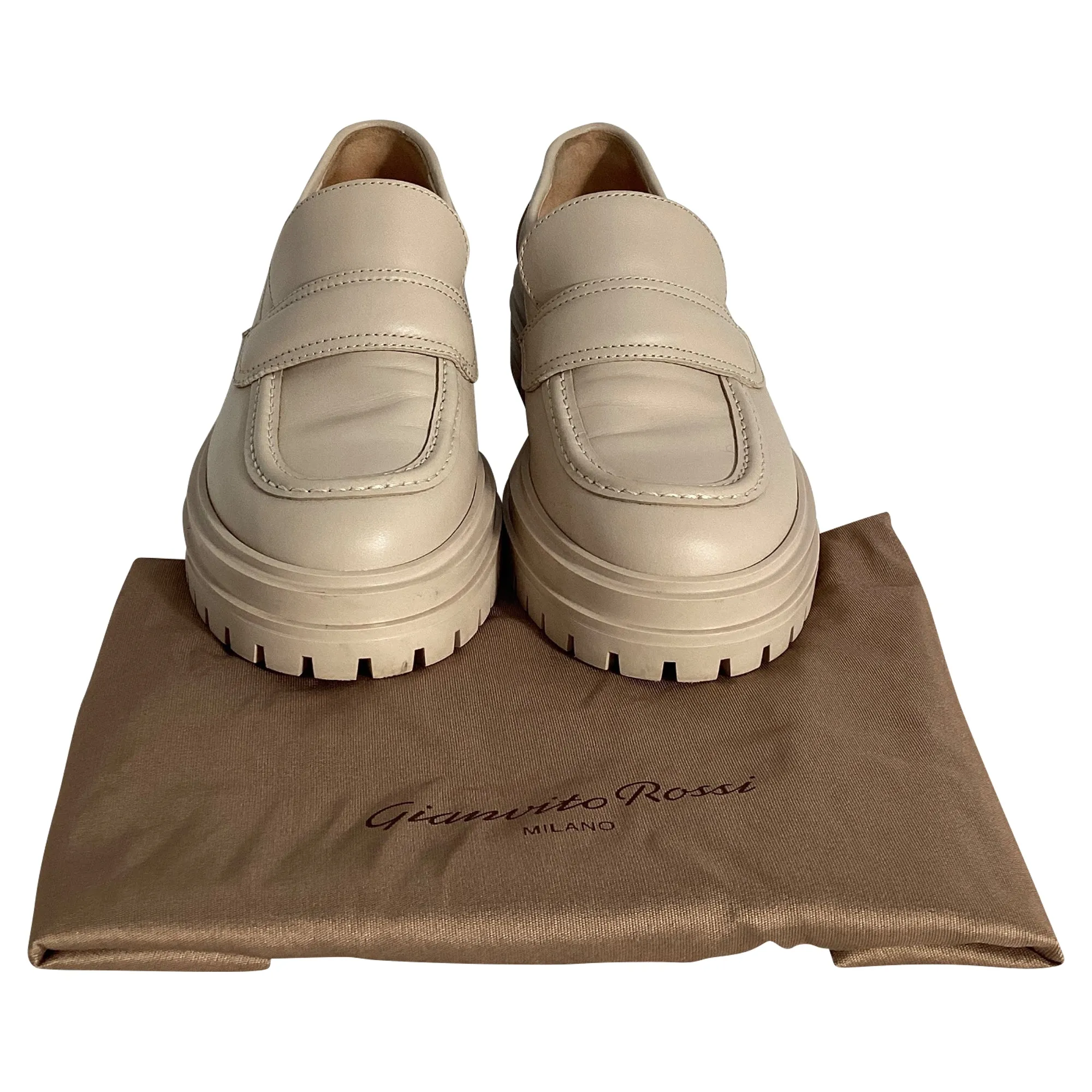 Gianvito Rossi Chunky Loafers in Nude Leather