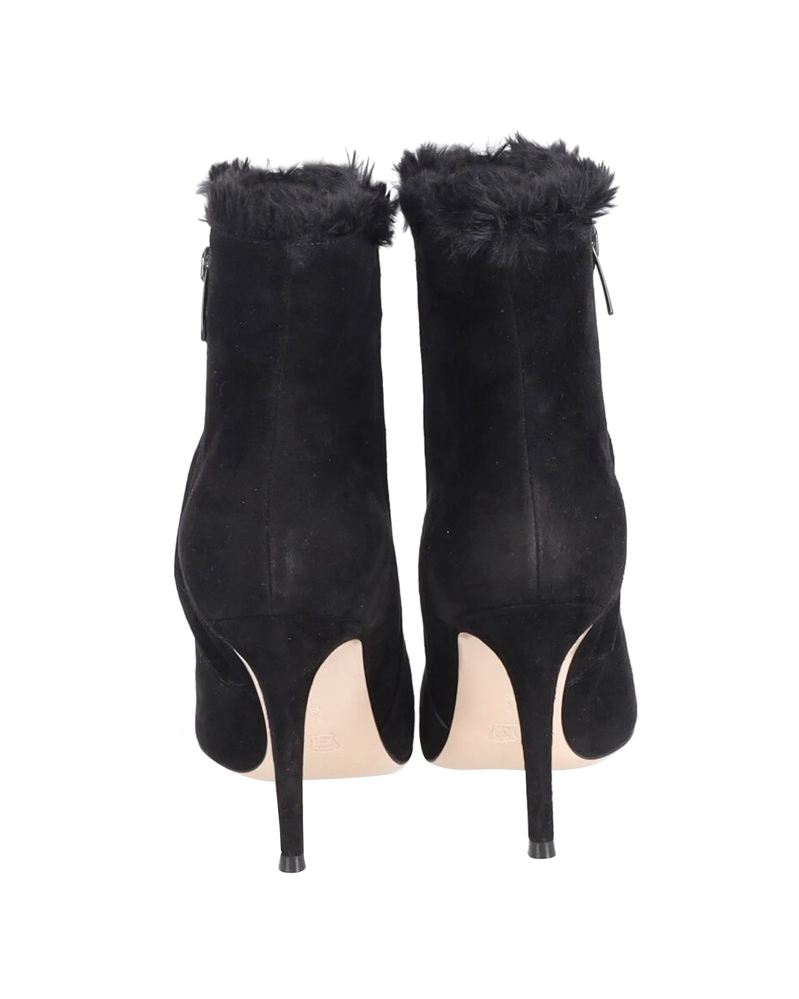 Gianvito Rossi Fur Lined Ankle Boots in Black Suede