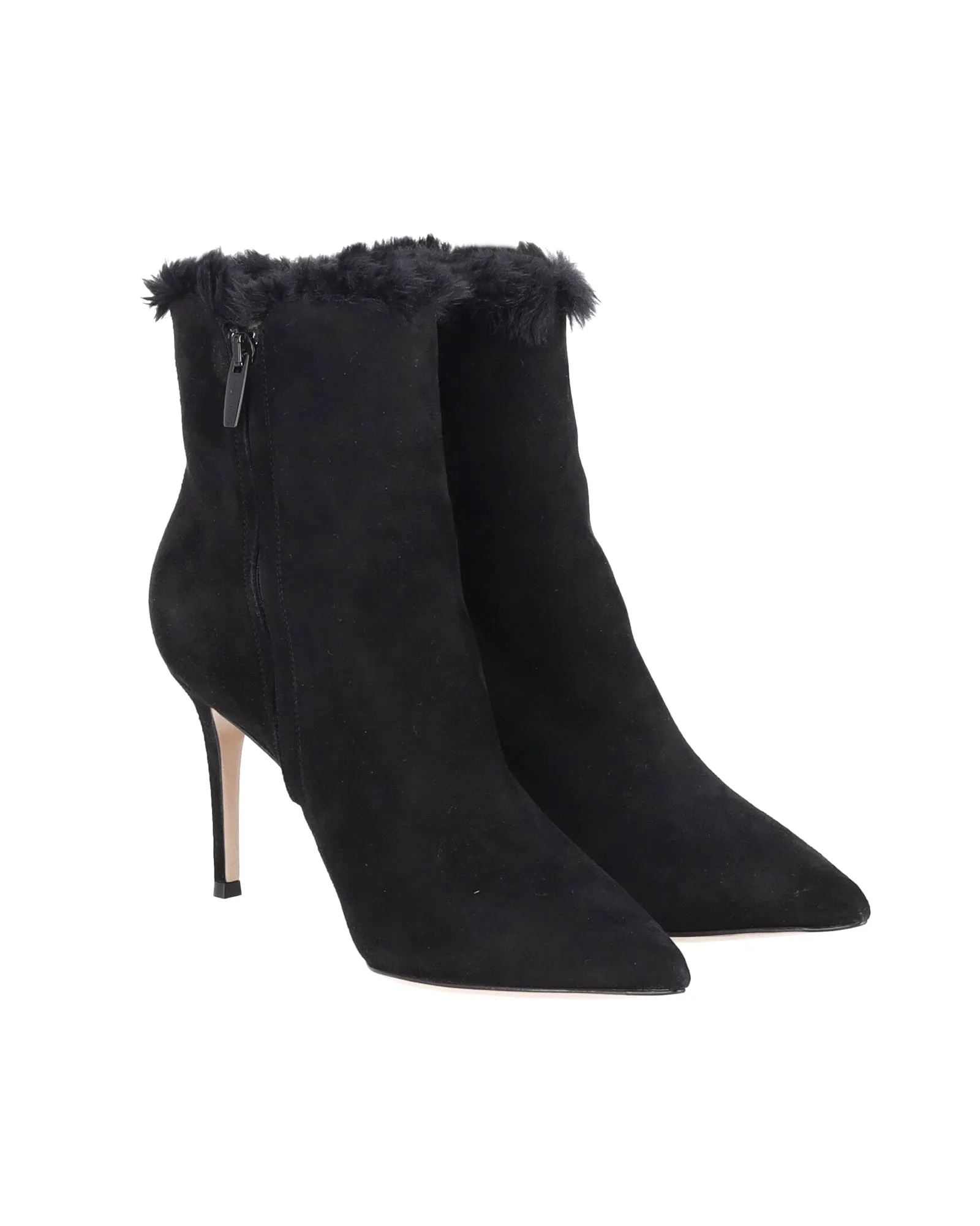 Gianvito Rossi Fur Lined Ankle Boots in Black Suede