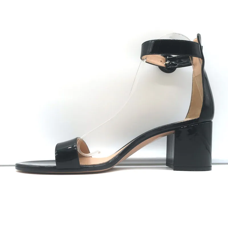 Gianvito Rossi Versilia Ankle Strap Sandals Black Patent Leather Size 40.5 NEW