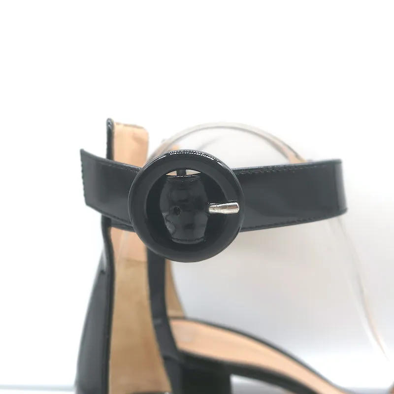 Gianvito Rossi Versilia Ankle Strap Sandals Black Patent Leather Size 40.5 NEW