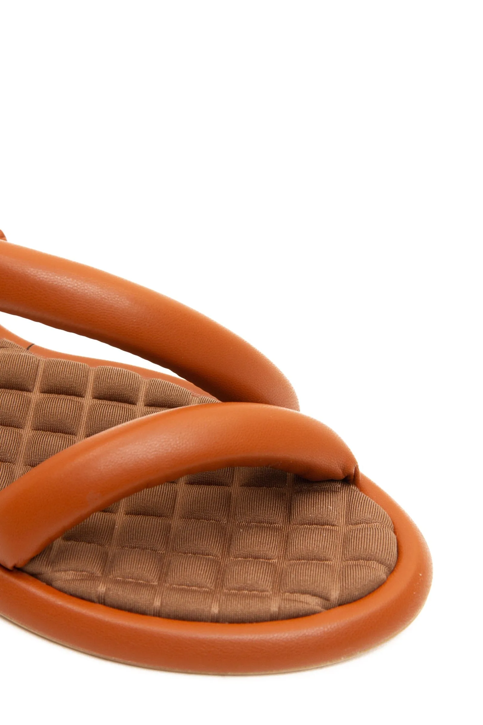 Gina Vegan Leather Chunky Flat Sandals | Brown