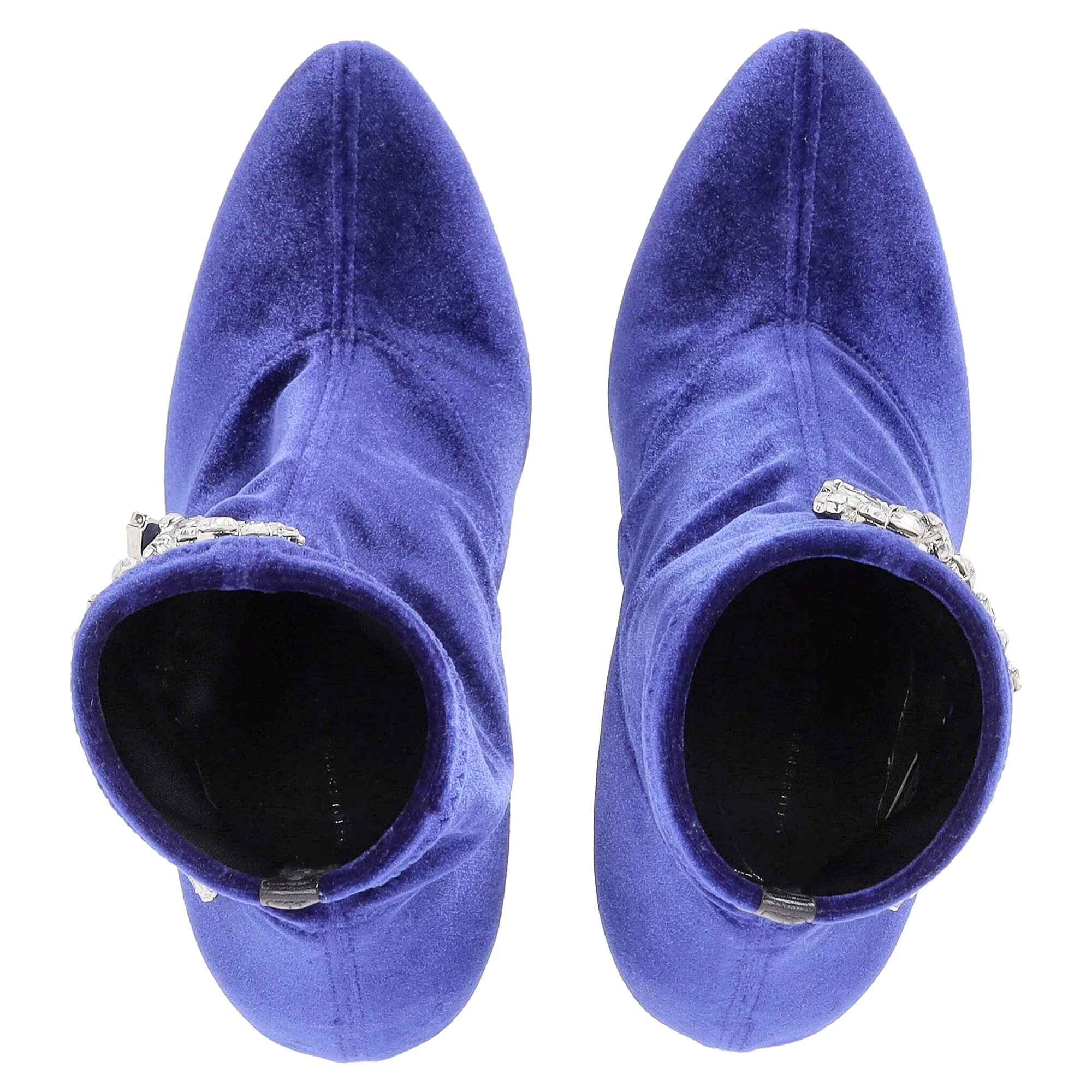 Giuseppe Zanotti Celesta Crystal Embellisehd Ankle Boots in Blue Velvet