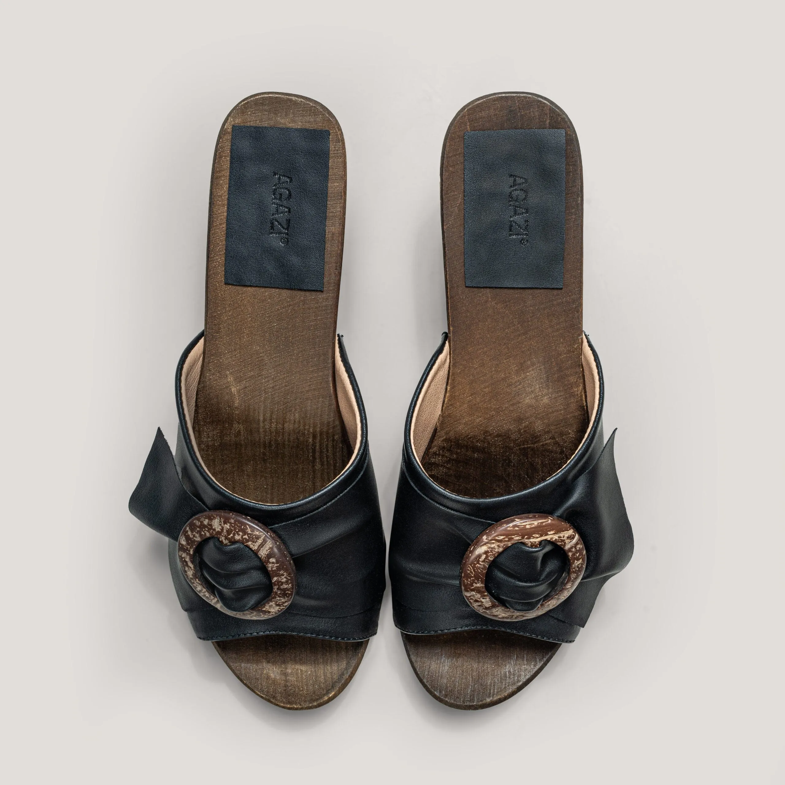 Grape Leather Vegan Wooden Clogs | Black