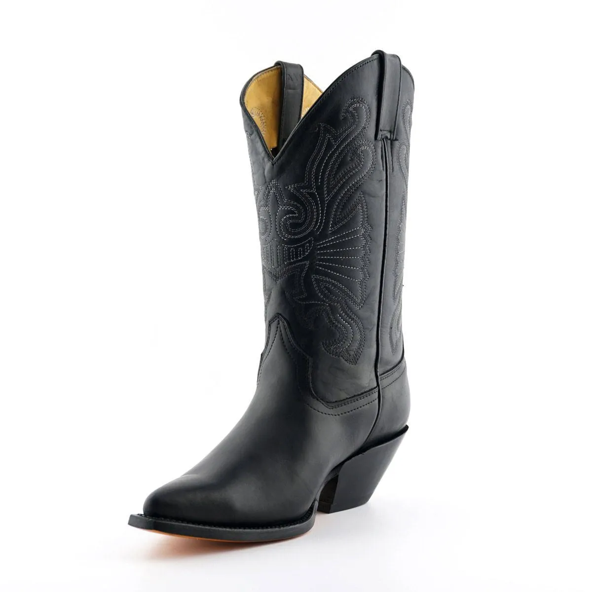 Grinders Black Leather Western Cowboy Boots-Buffalo