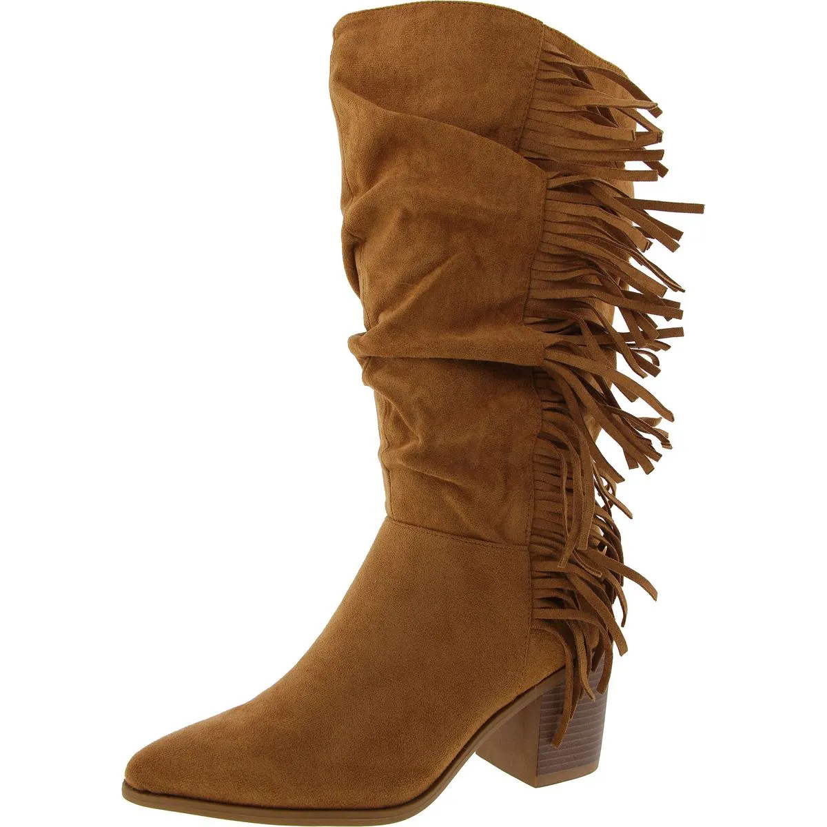 HARTLY Womens Faux Suede Pointed Toe Mid-Calf Boots