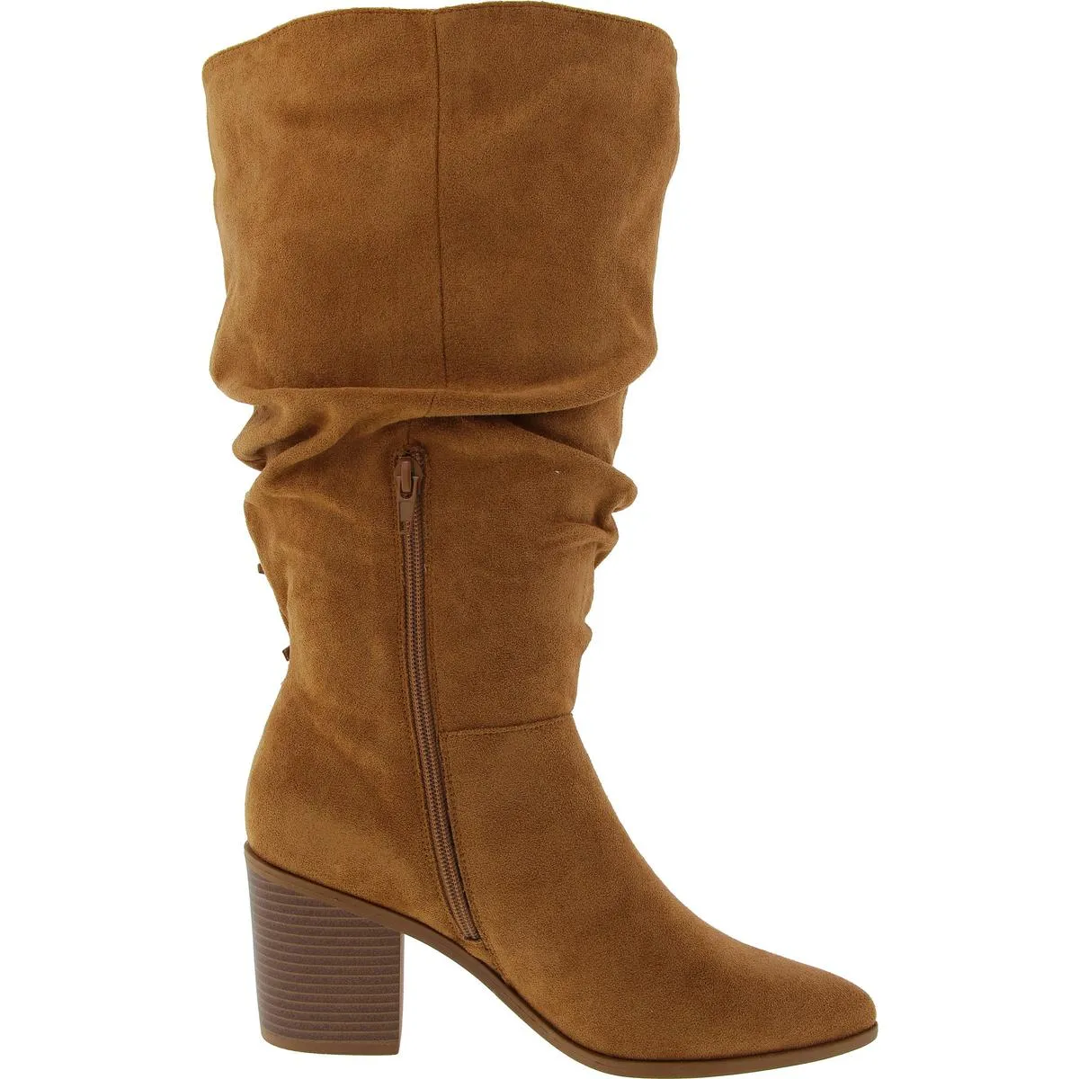 HARTLY Womens Faux Suede Pointed Toe Mid-Calf Boots