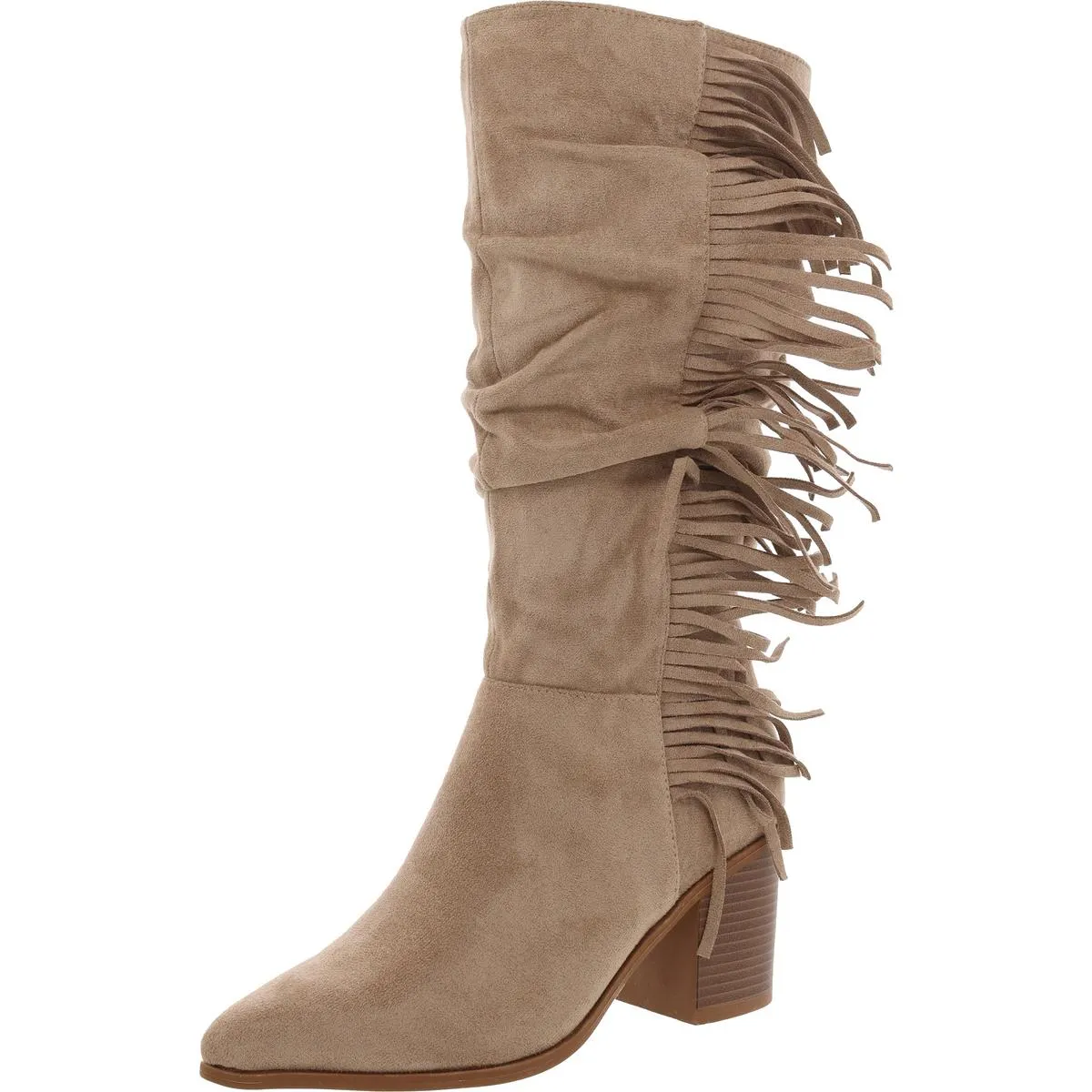 HARTLY Womens Faux Suede Pointed Toe Mid-Calf Boots