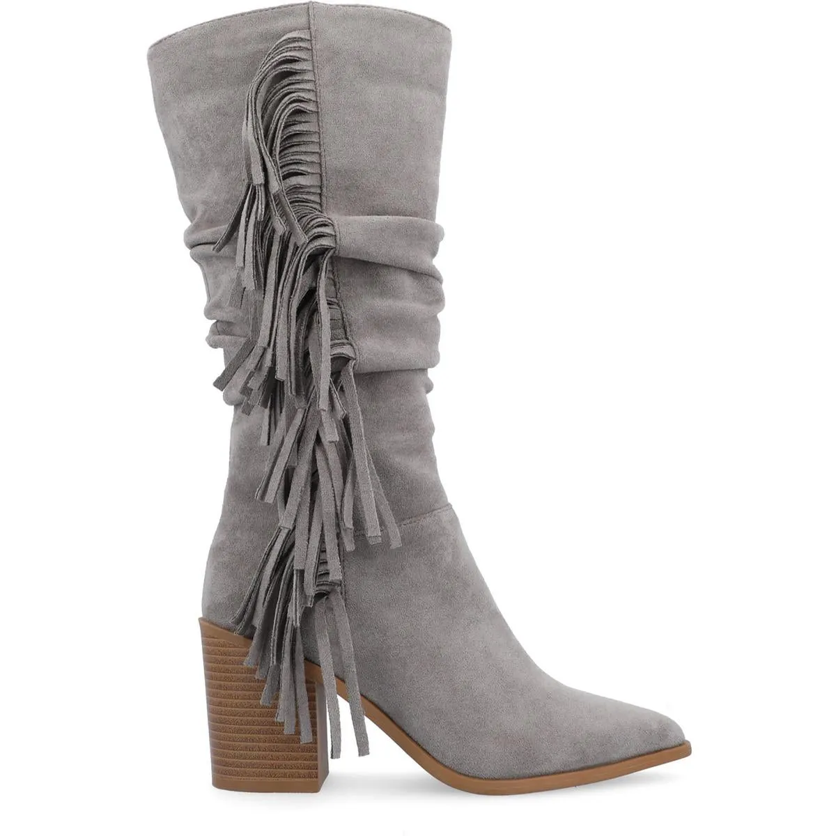 HARTLY Womens Faux Suede Pointed Toe Mid-Calf Boots