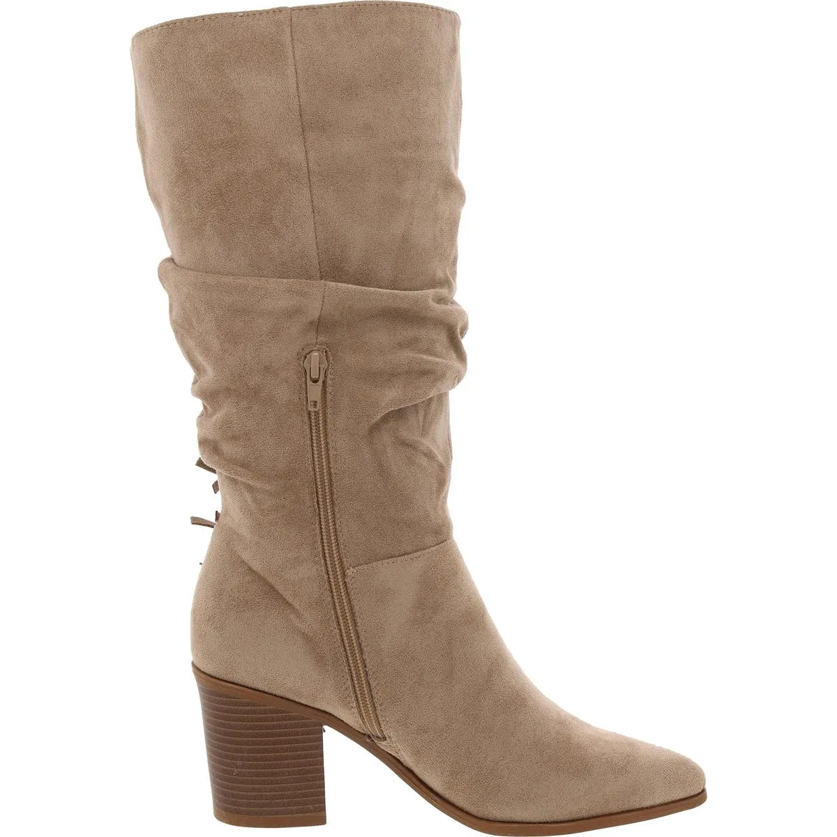 HARTLY Womens Faux Suede Pointed Toe Mid-Calf Boots