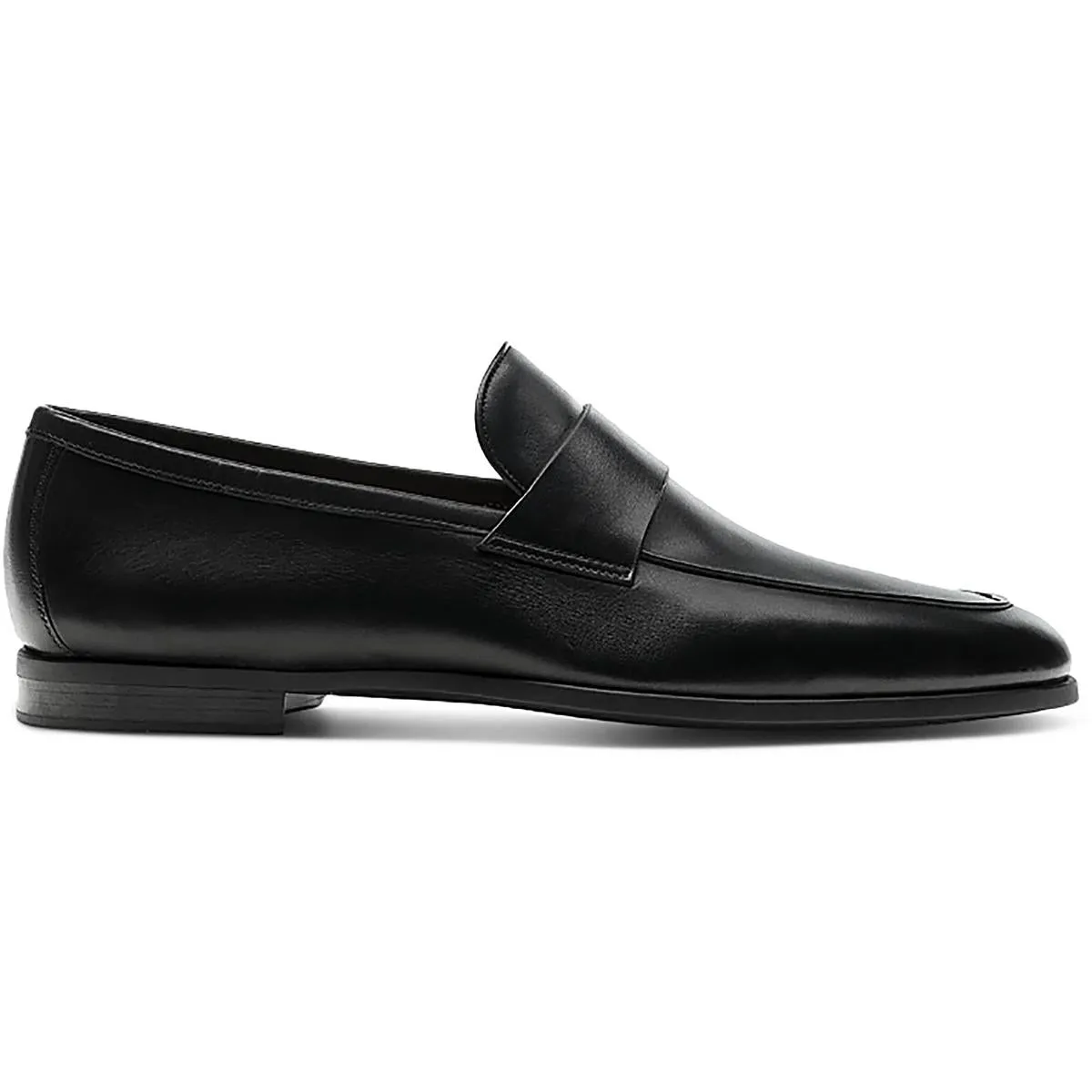 Heros Black Mens Solid Leather Loafers