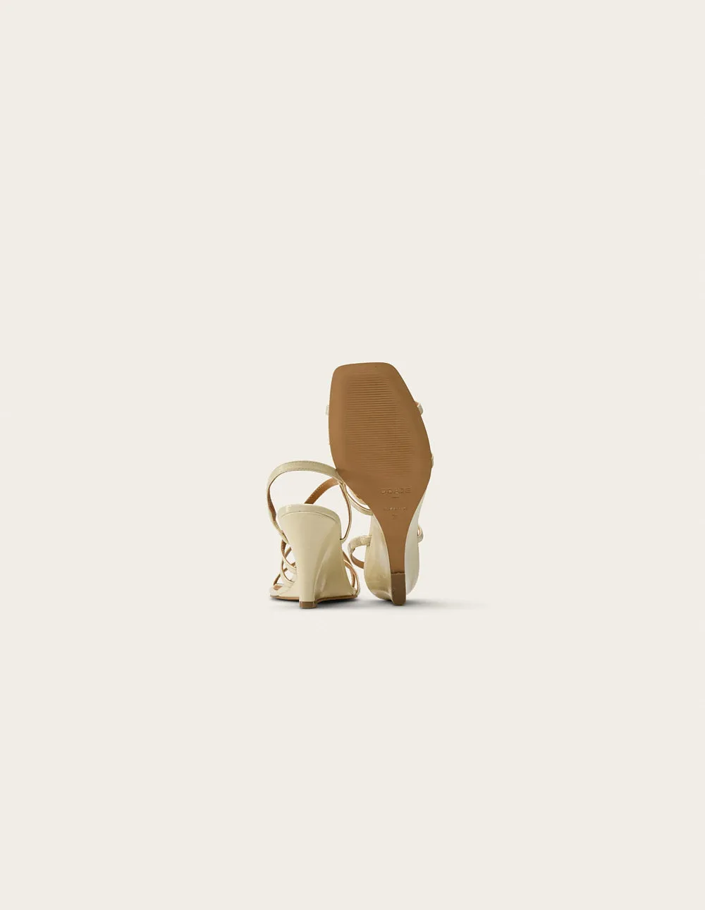 Hono Heeled sandals - Ecru Pleated Leather